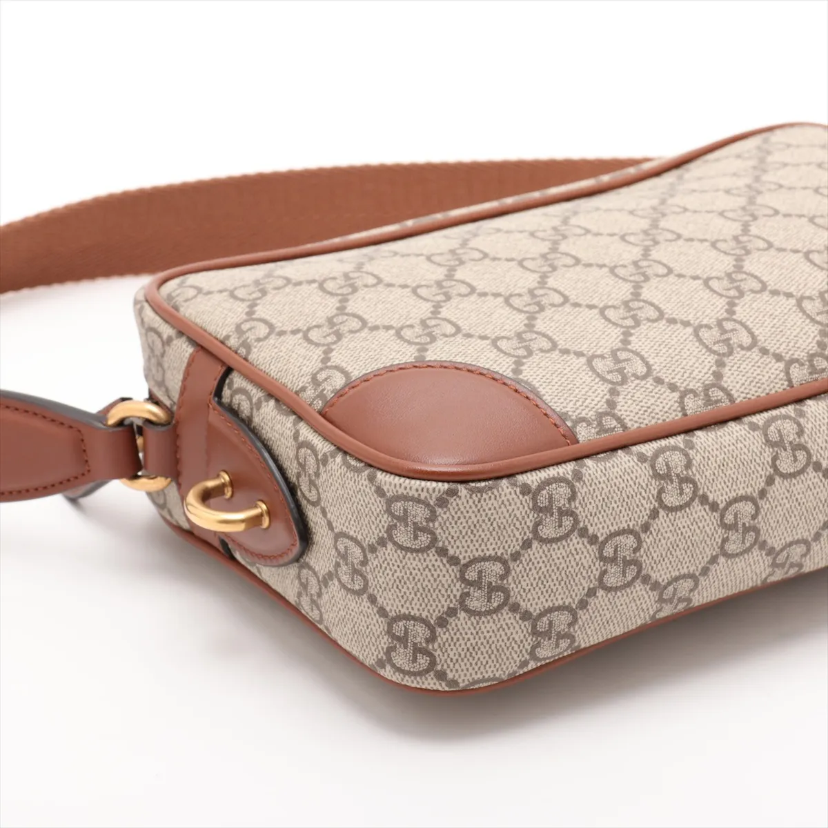 GG Supreme PVC x Leather Shoulder Bag, Beige x Brown, 821216 — view 4