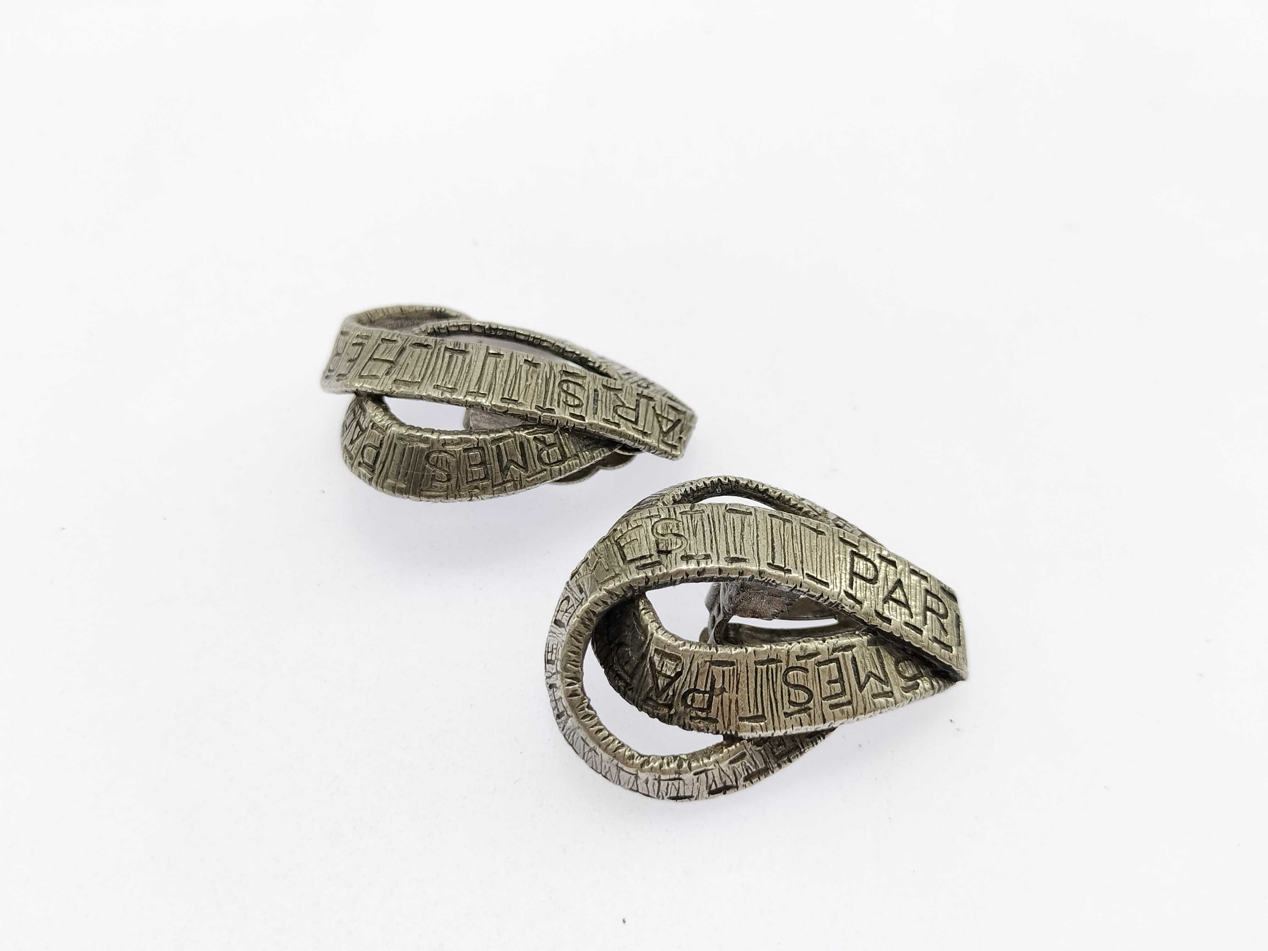 accessories, ribbon motif silver earrings, vintage earrings. — view 3