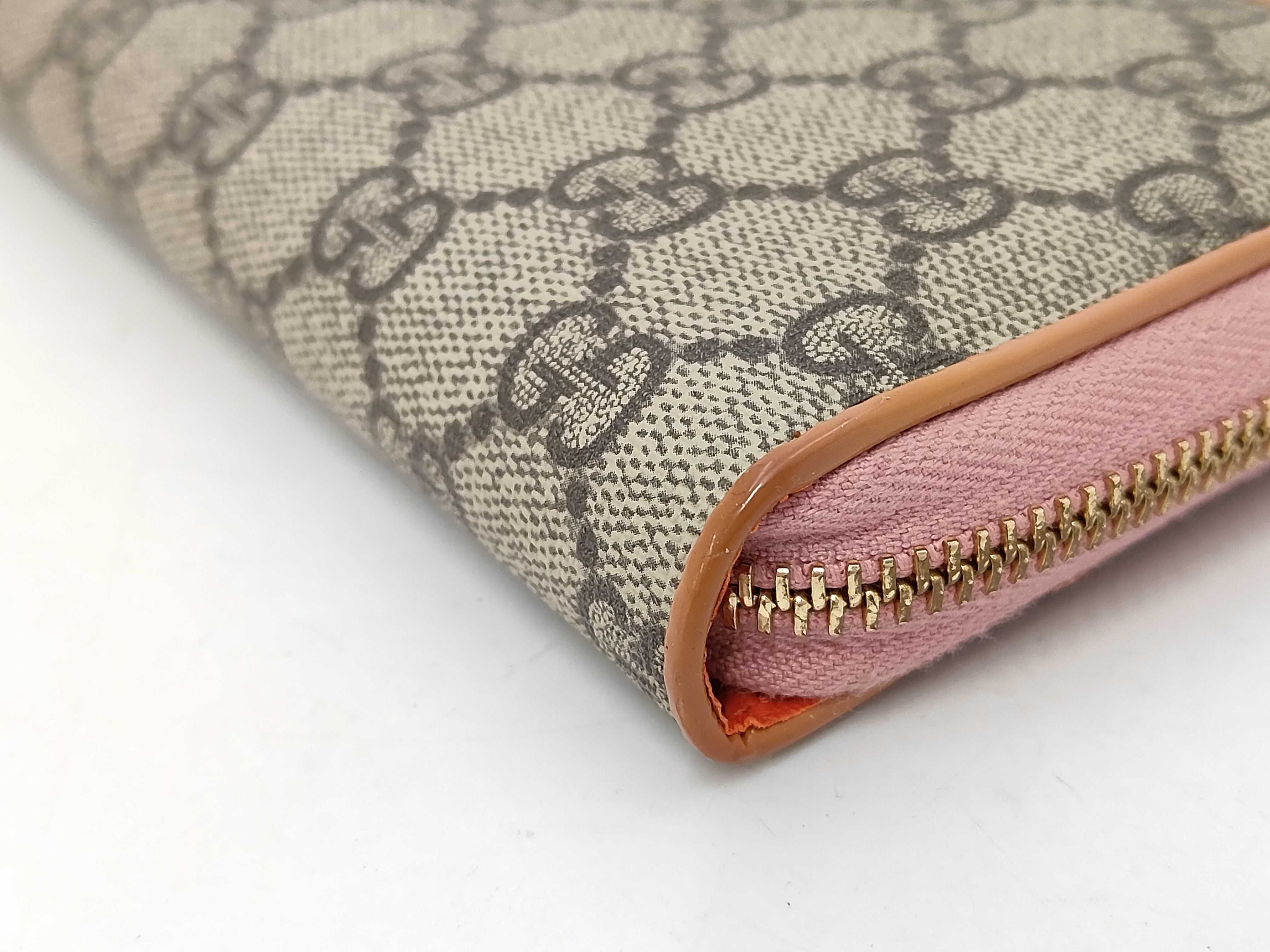 GG Supreme Bow Long Wallet, Round PVC, Brown x Pink, 388680 (Wallet) — view 4