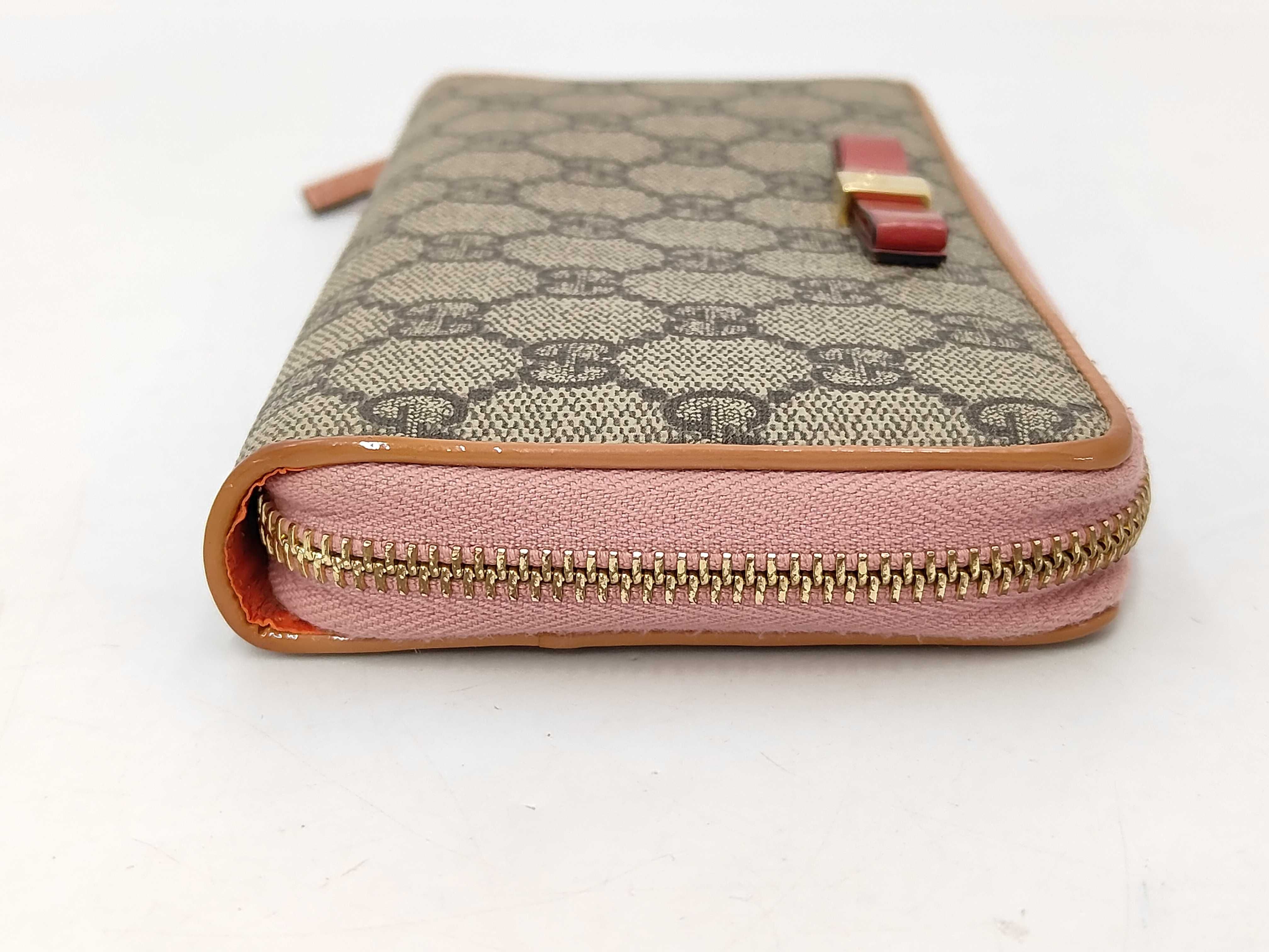 GG Supreme Bow Long Wallet, Round PVC, Brown x Pink, 388680 (Wallet) — view 5