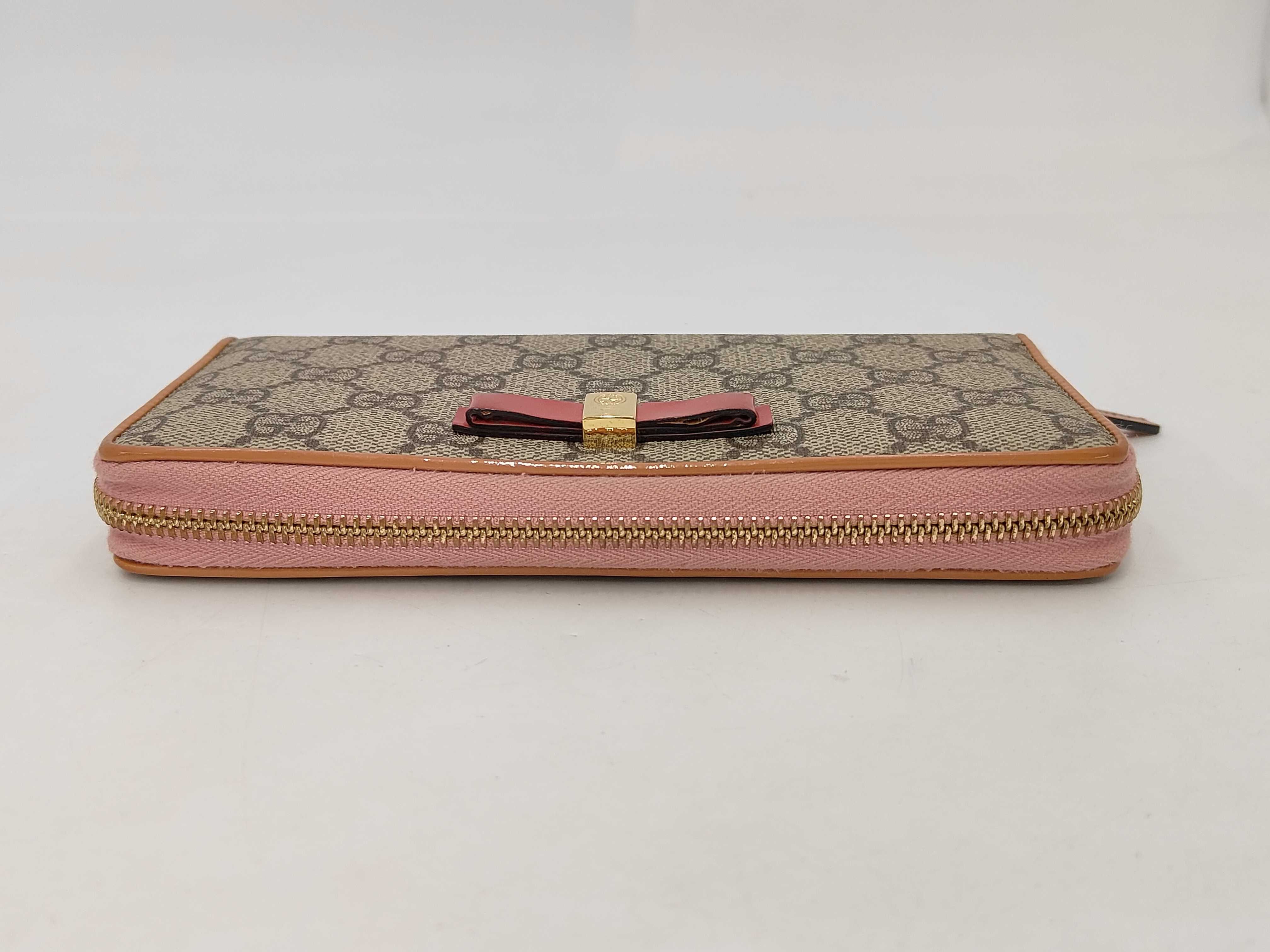 GG Supreme Bow Long Wallet, Round PVC, Brown x Pink, 388680 (Wallet) — view 6