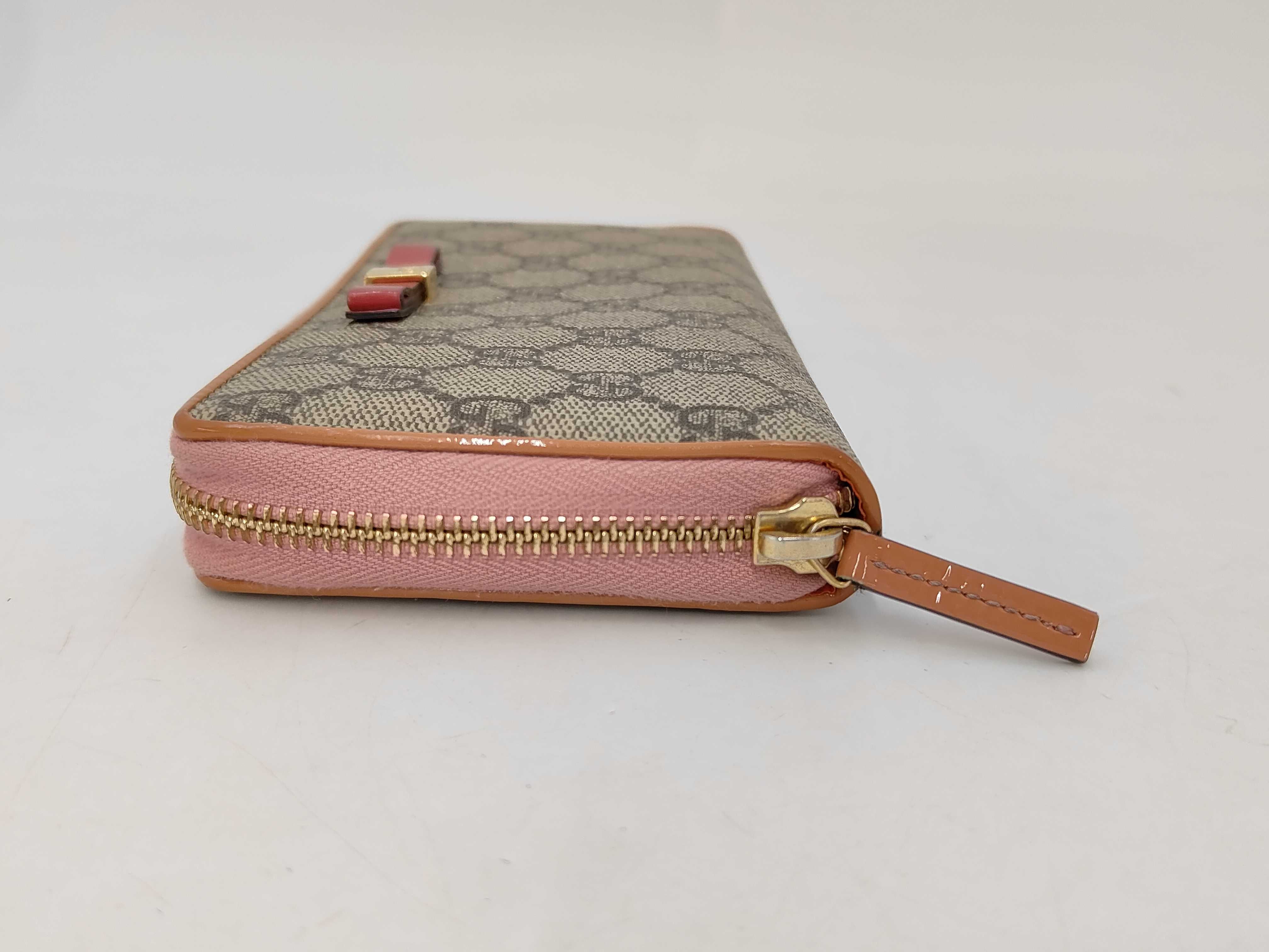 GG Supreme Bow Long Wallet, Round PVC, Brown x Pink, 388680 (Wallet) — view 7