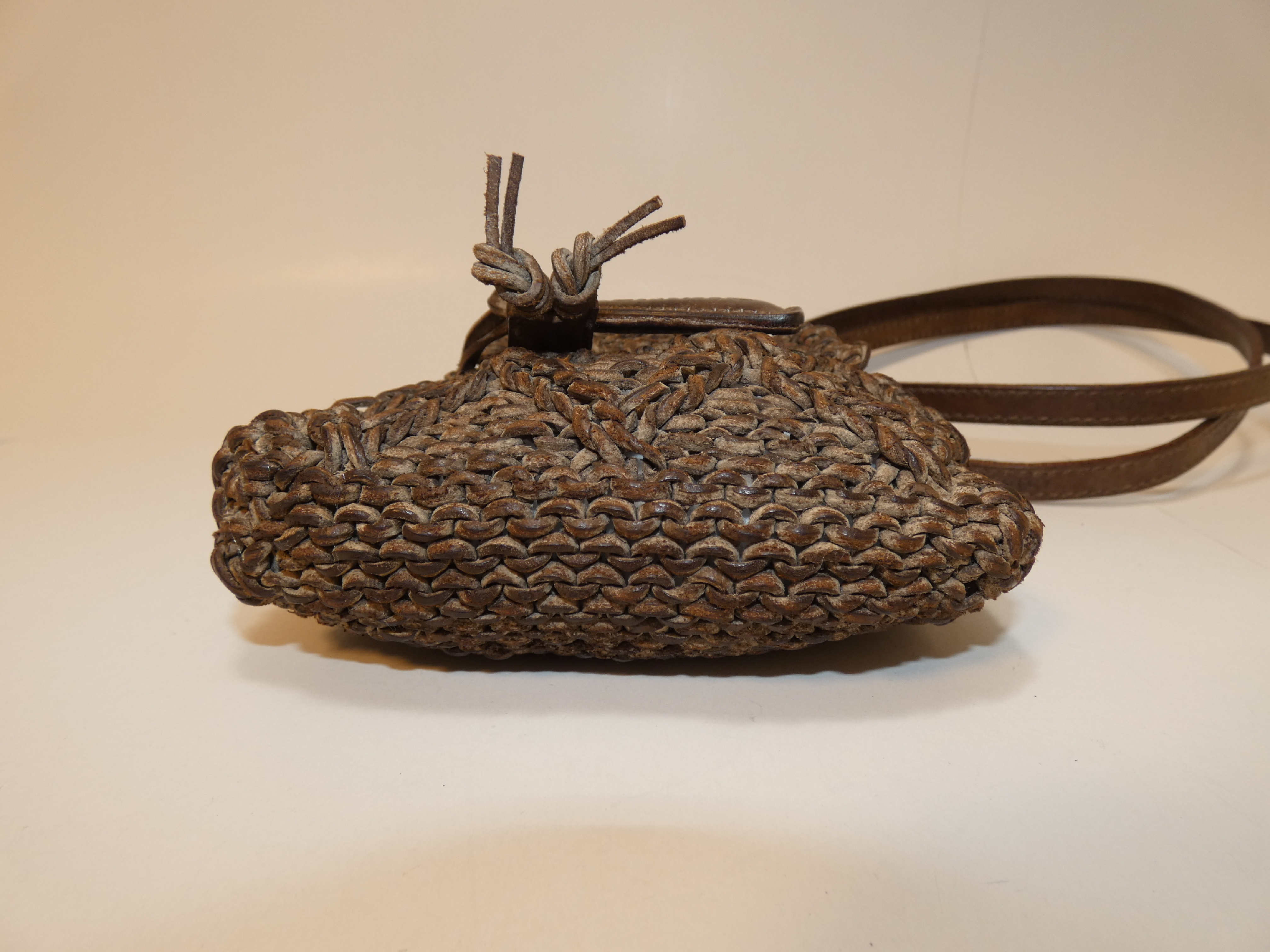 Woven Leather Pochette Shoulder Bag — view 5