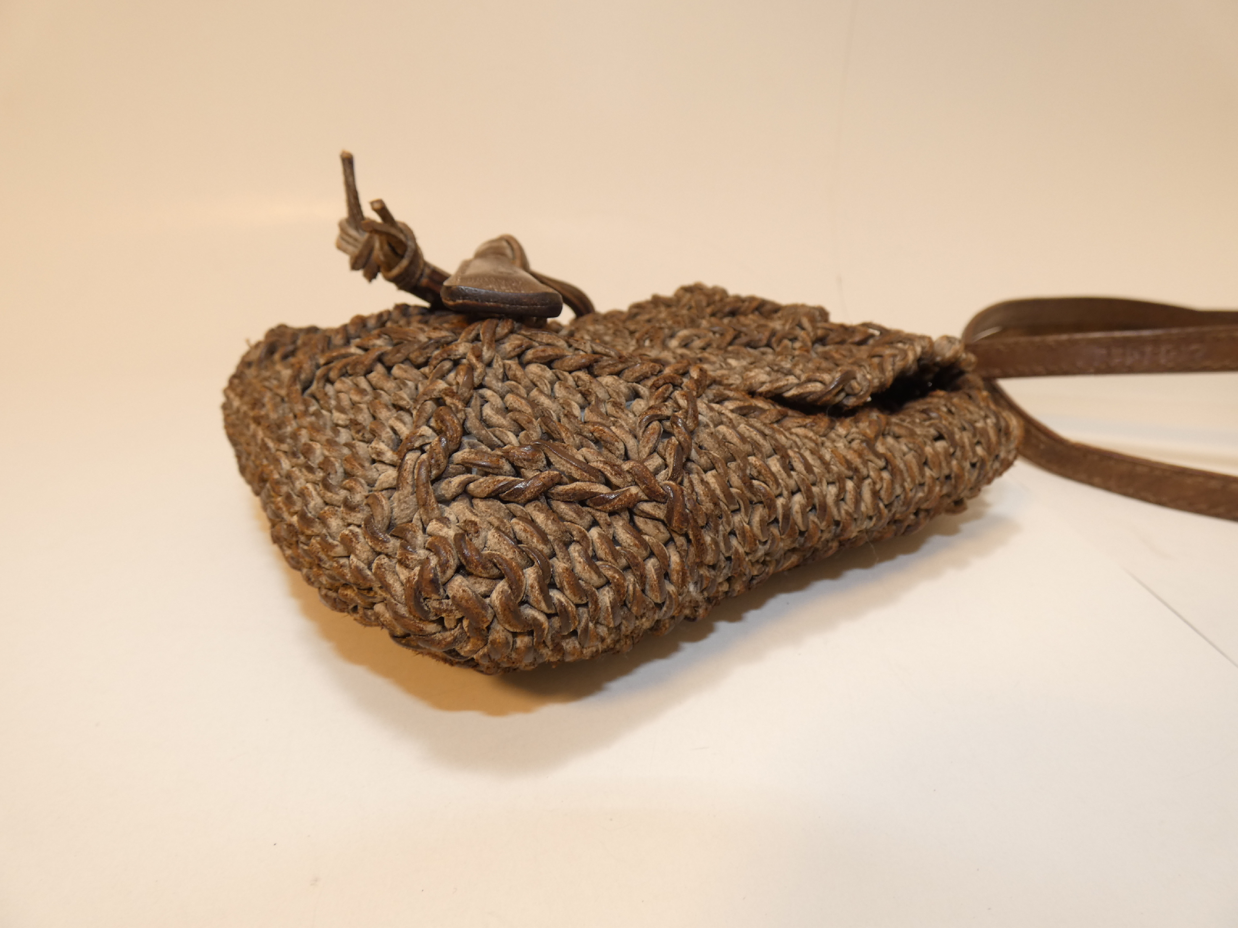 Woven Leather Pochette Shoulder Bag — view 7