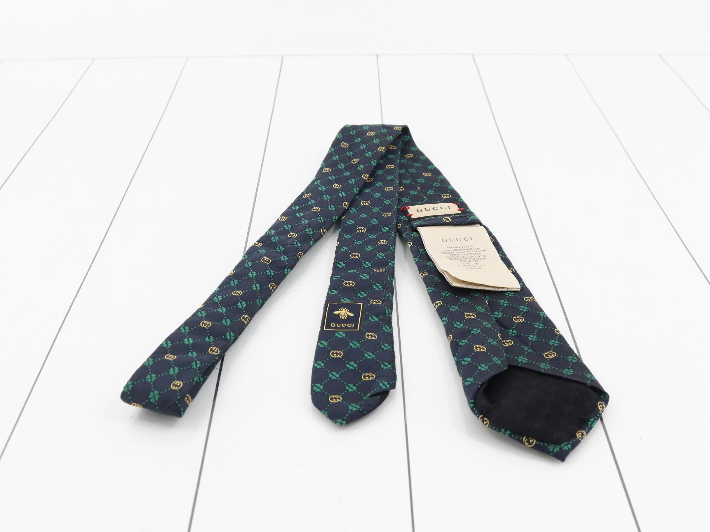 Men's Silk Tie, Navy, All-over Pattern — view 2