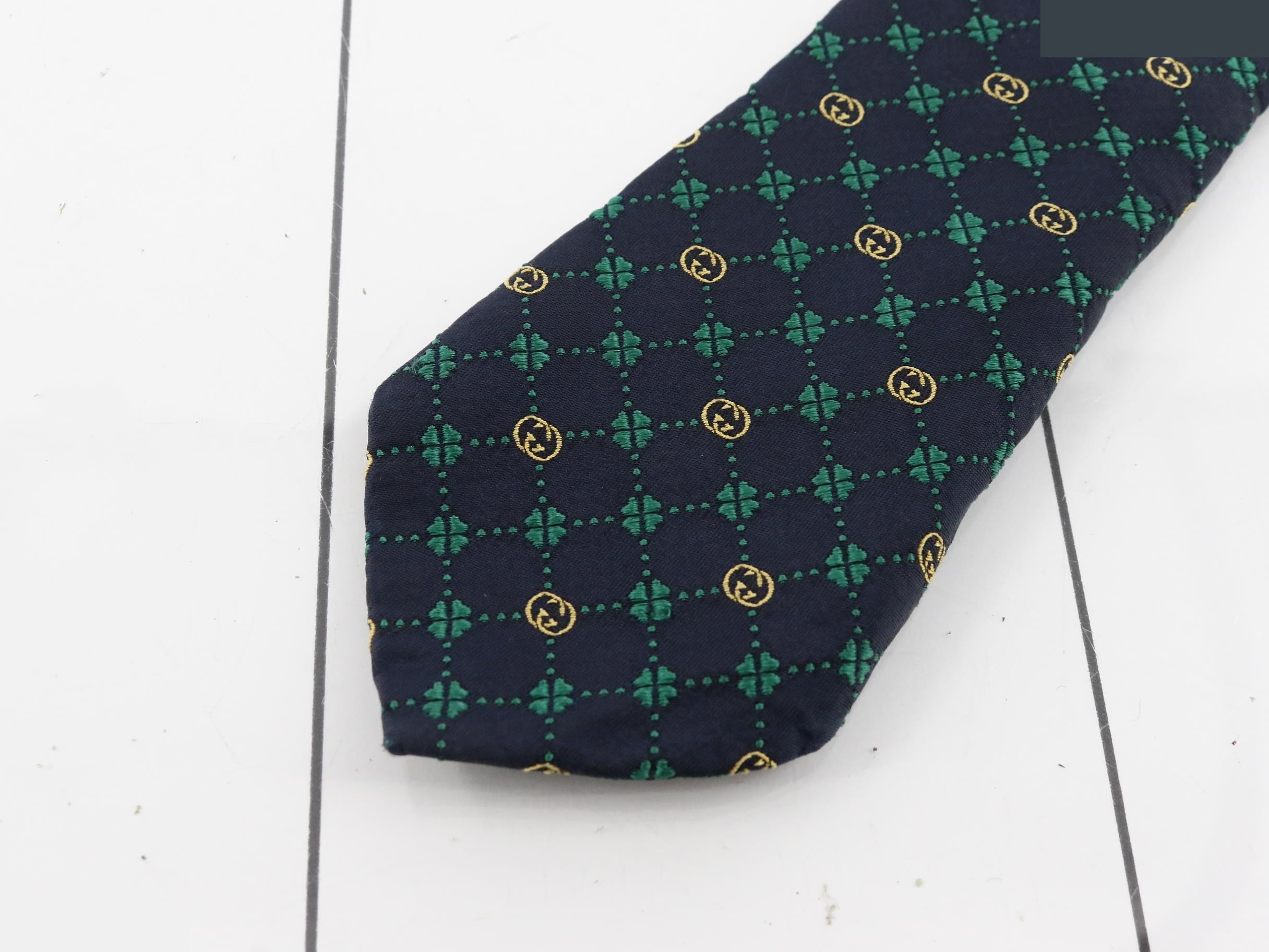 Men's Silk Tie, Navy, All-over Pattern — view 3