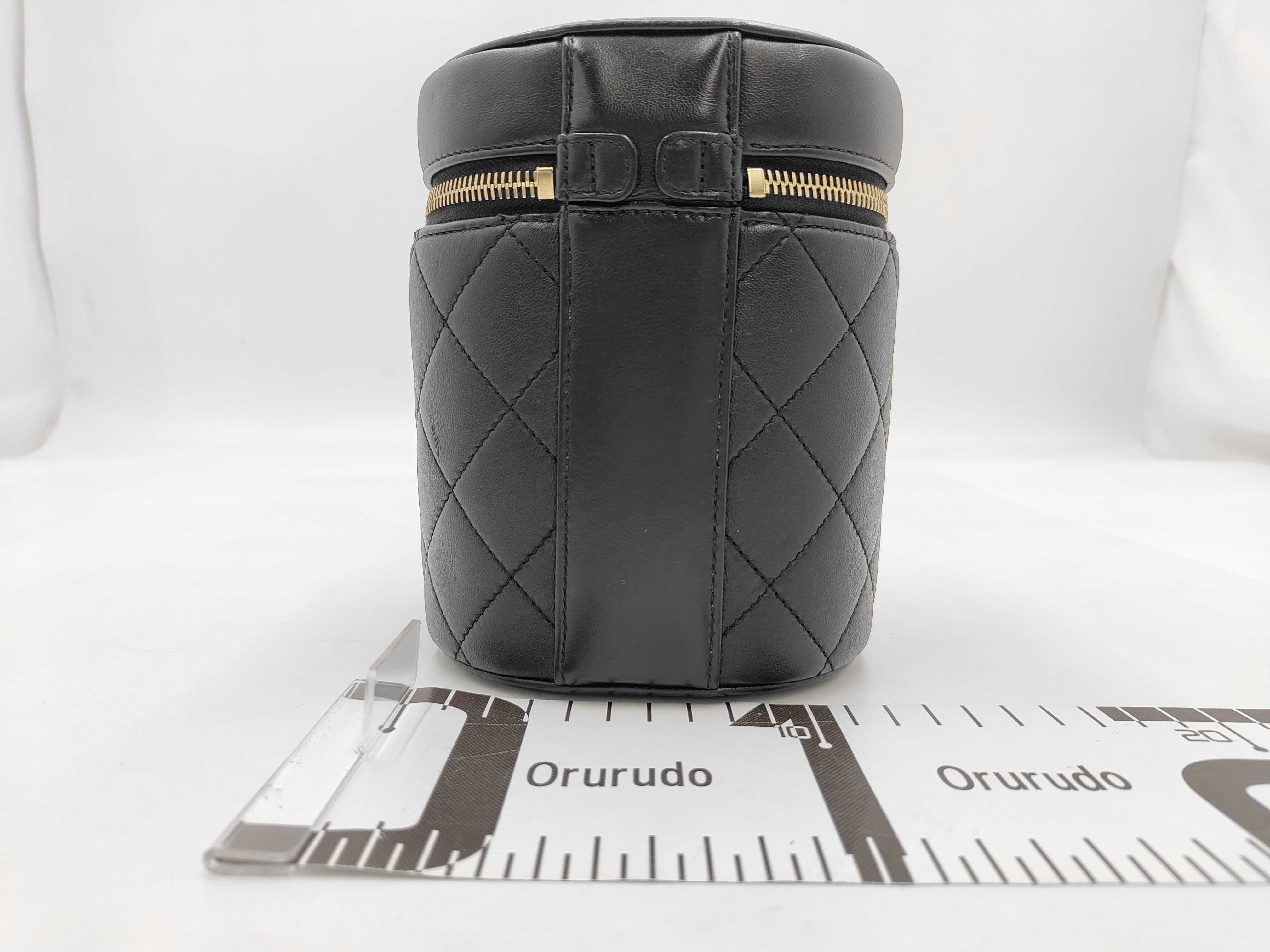 Black Quilted Lambskin Makeup Pouch Shoulder Bag — view 2