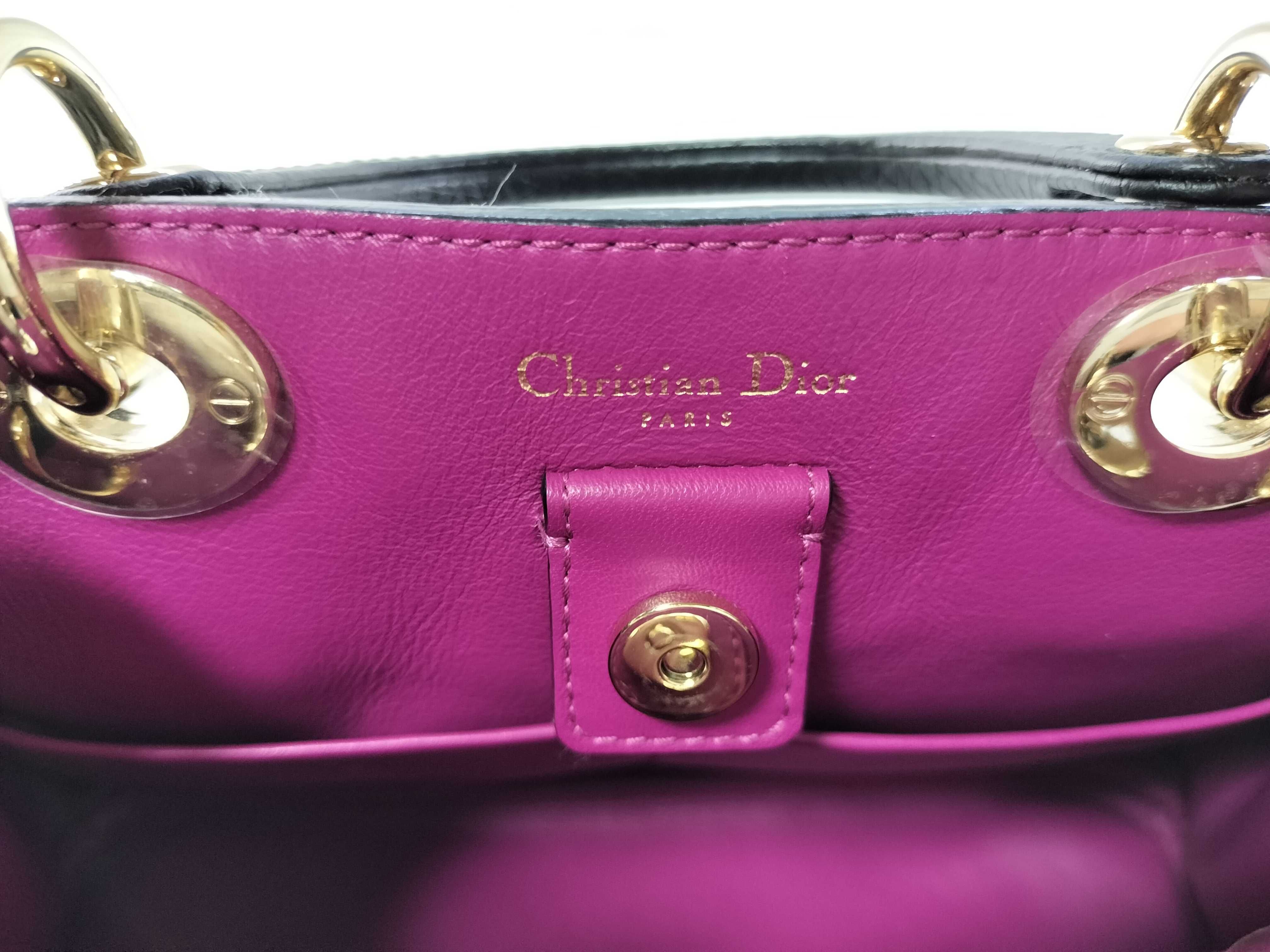 Diorissimo Mini 2-Way Bag, Leather, Black Bicolor Handbag — view 12