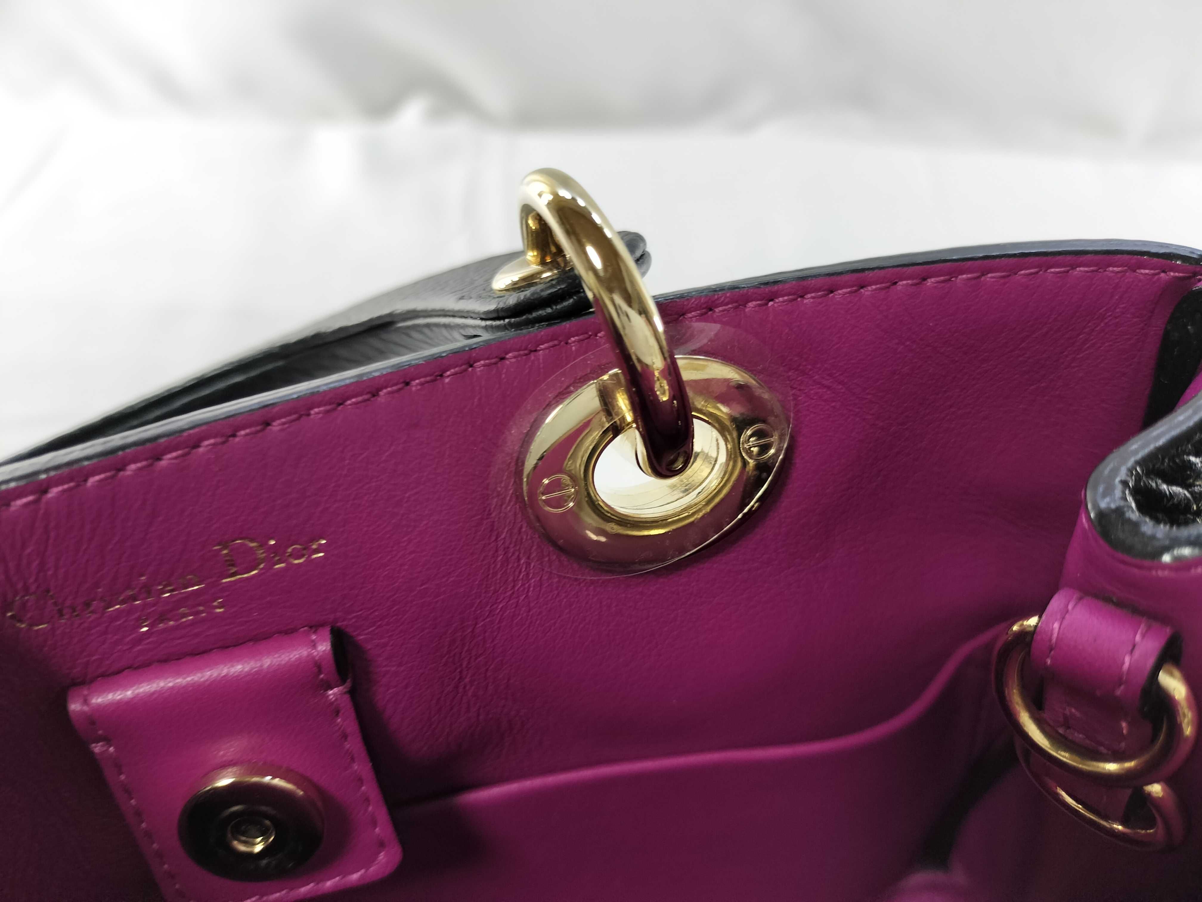 Diorissimo Mini 2-Way Bag, Leather, Black Bicolor Handbag — view 9