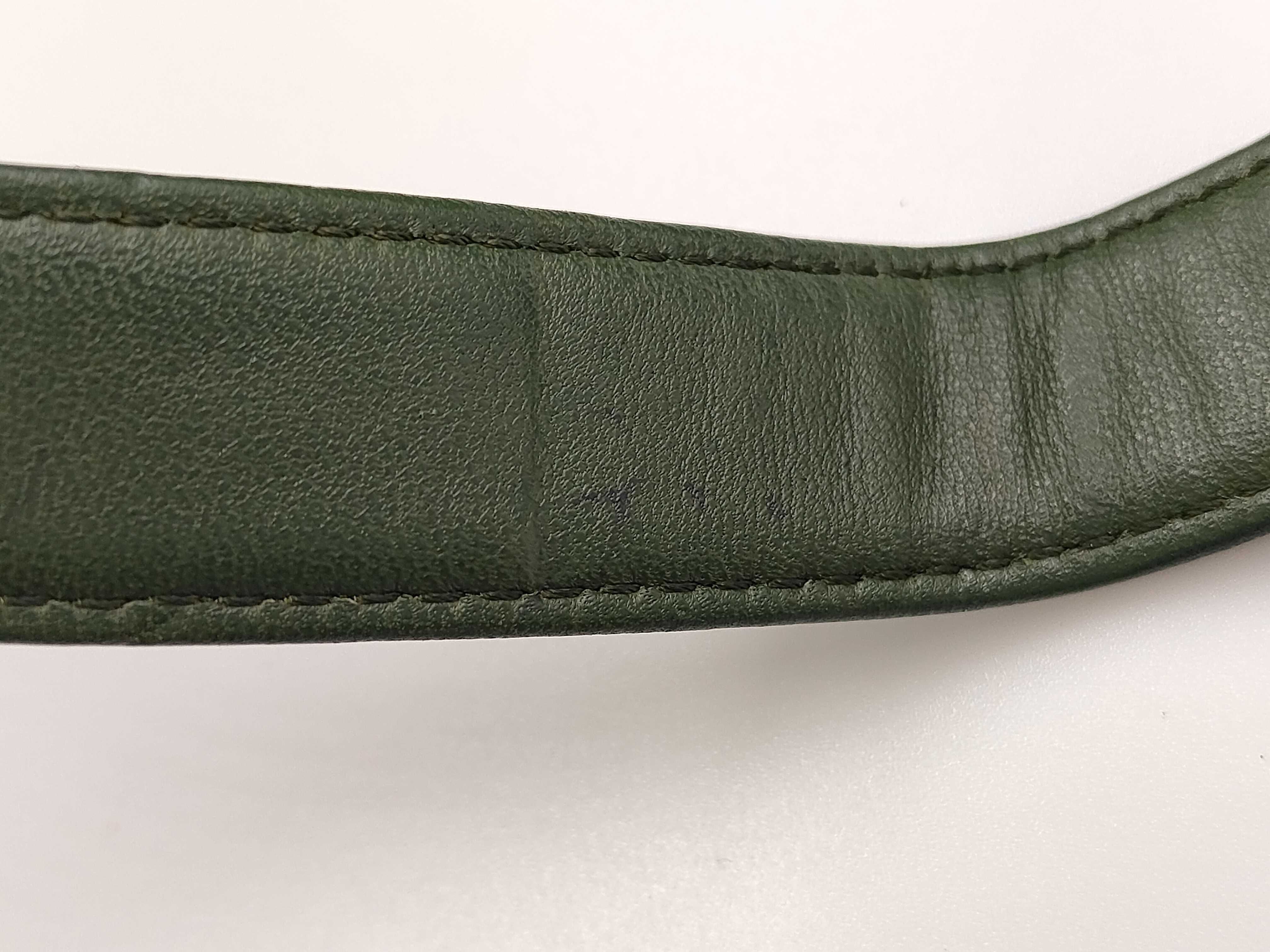 Lambskin Chocolate Bar Shoulder Bag, Zipper Opening, Green, W28cm, Tote Bag — view 4