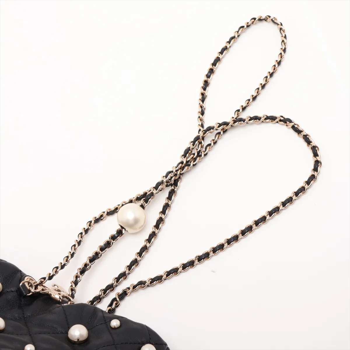 Matelassé Lambskin Chain Shoulder Bag, Pearl Black with Gold Hardware, 31129180, Serial Number 31 — view 5