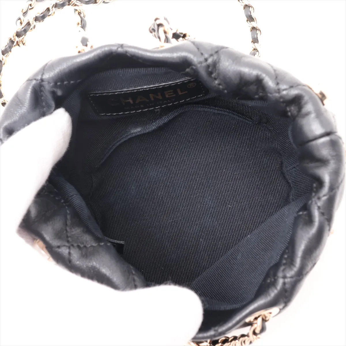 Matelassé Lambskin Chain Shoulder Bag, Pearl Black with Gold Hardware, 31129180, Serial Number 31 — view 6
