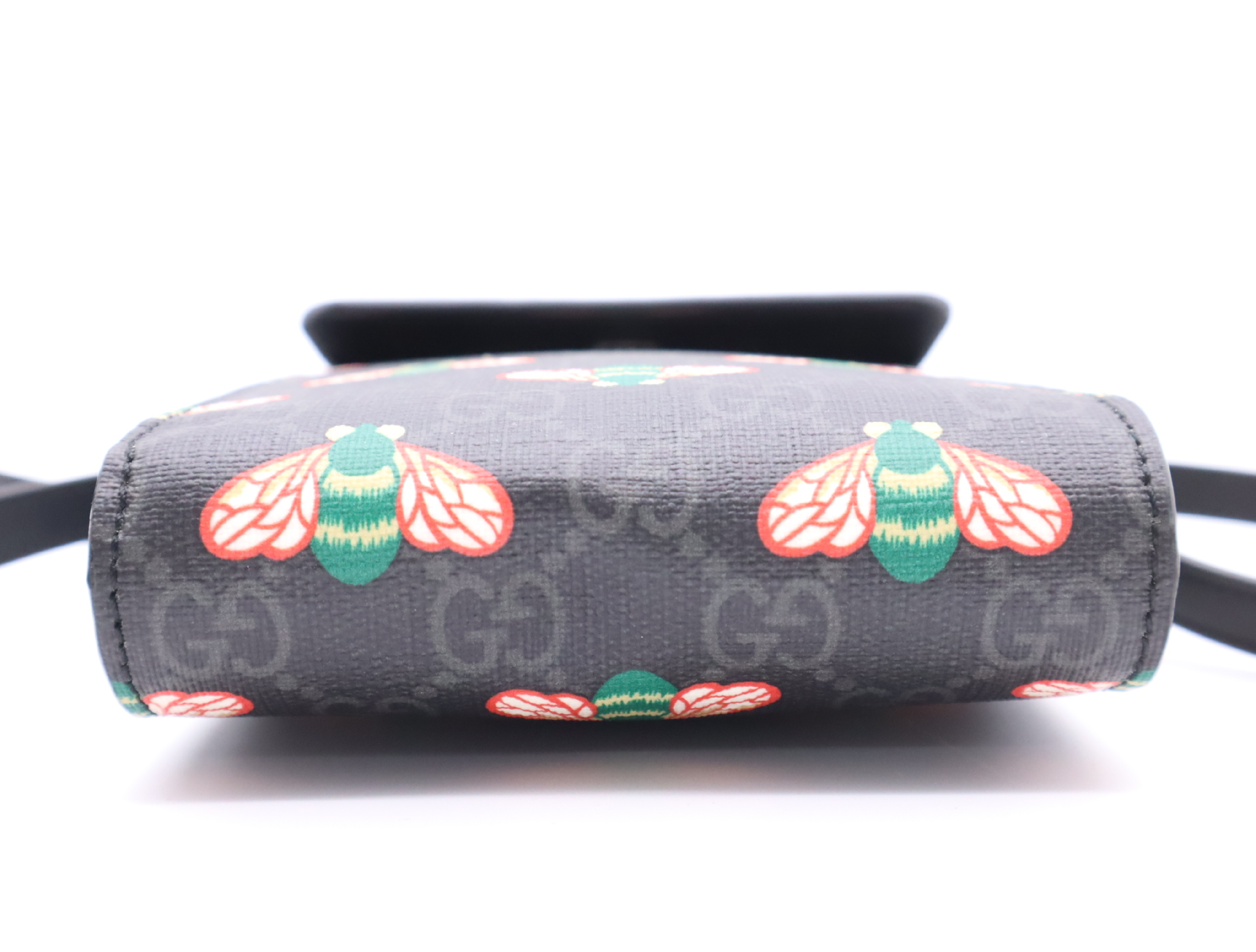 673016 GG Supreme x Leather Shoulder Bag Mini Bee Pattern Black Shoulder Strap and Dust Bag Included — view 4