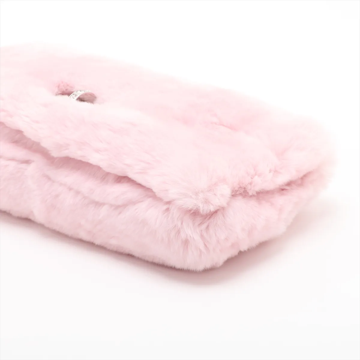 fur chain shoulder bag, pink — view 3