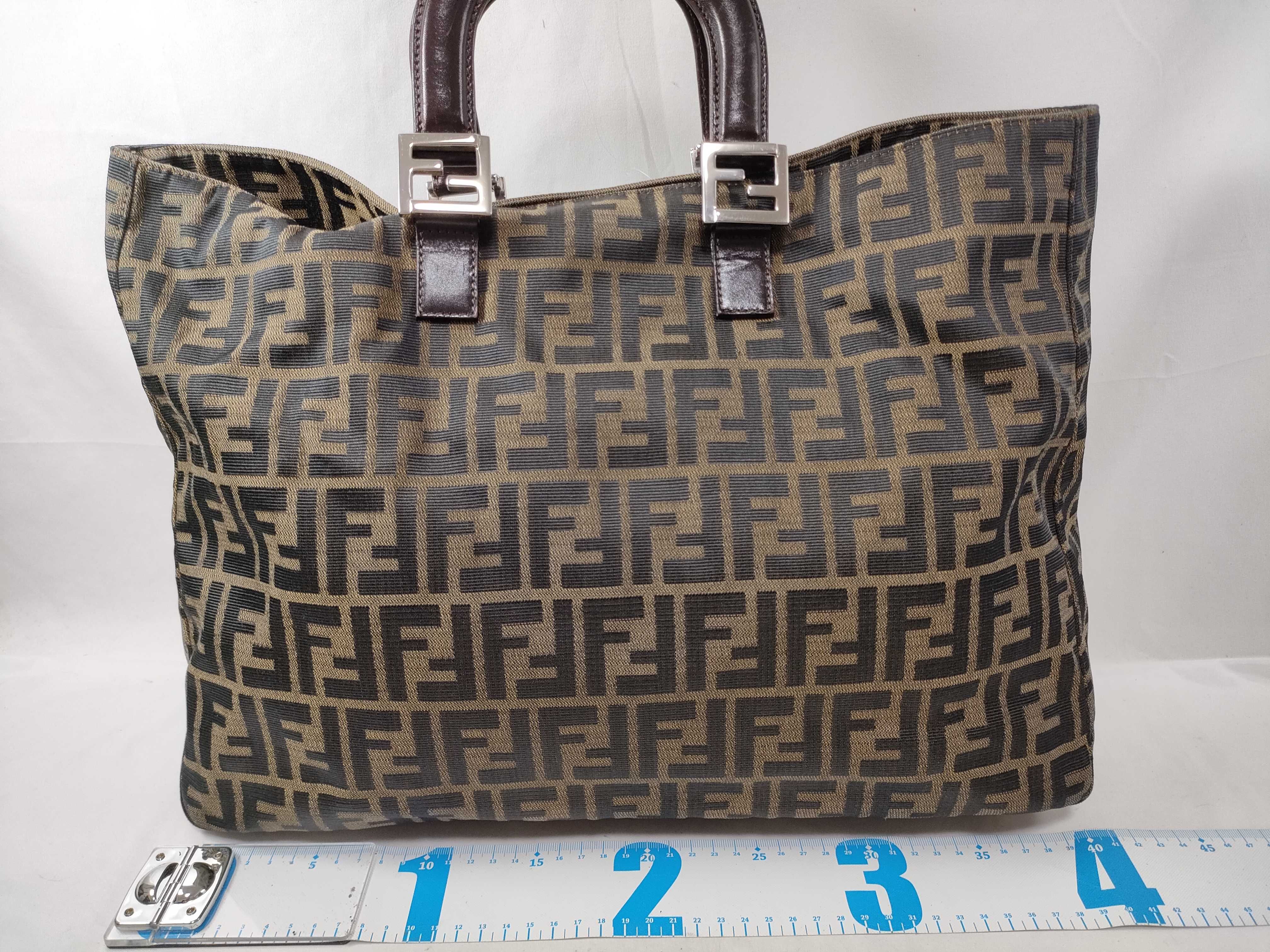 Zucca pattern Fendi Zucca canvas x leather handbag brown 26329 tote bag — view 2