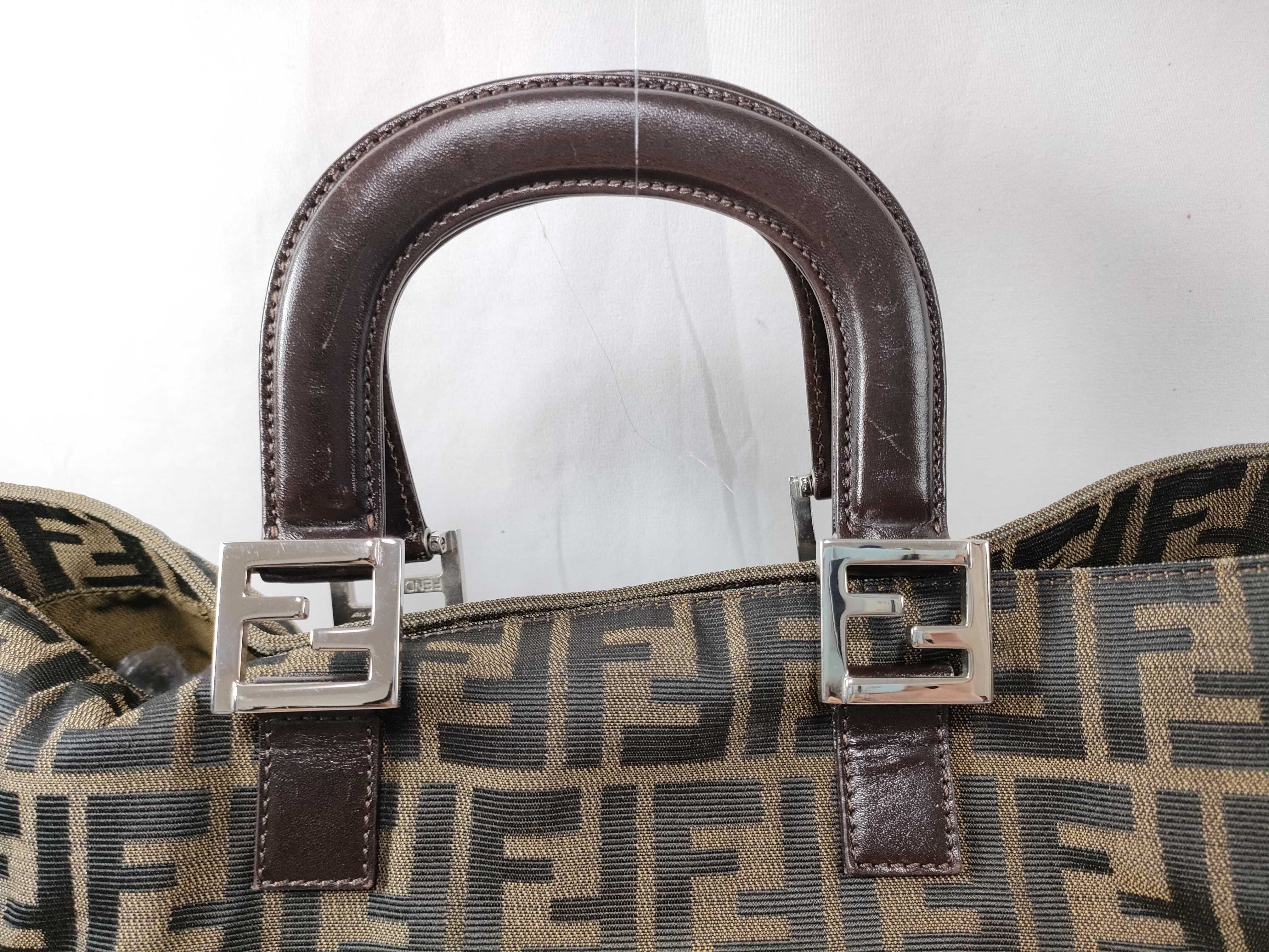 Zucca pattern Fendi Zucca canvas x leather handbag brown 26329 tote bag — view 3
