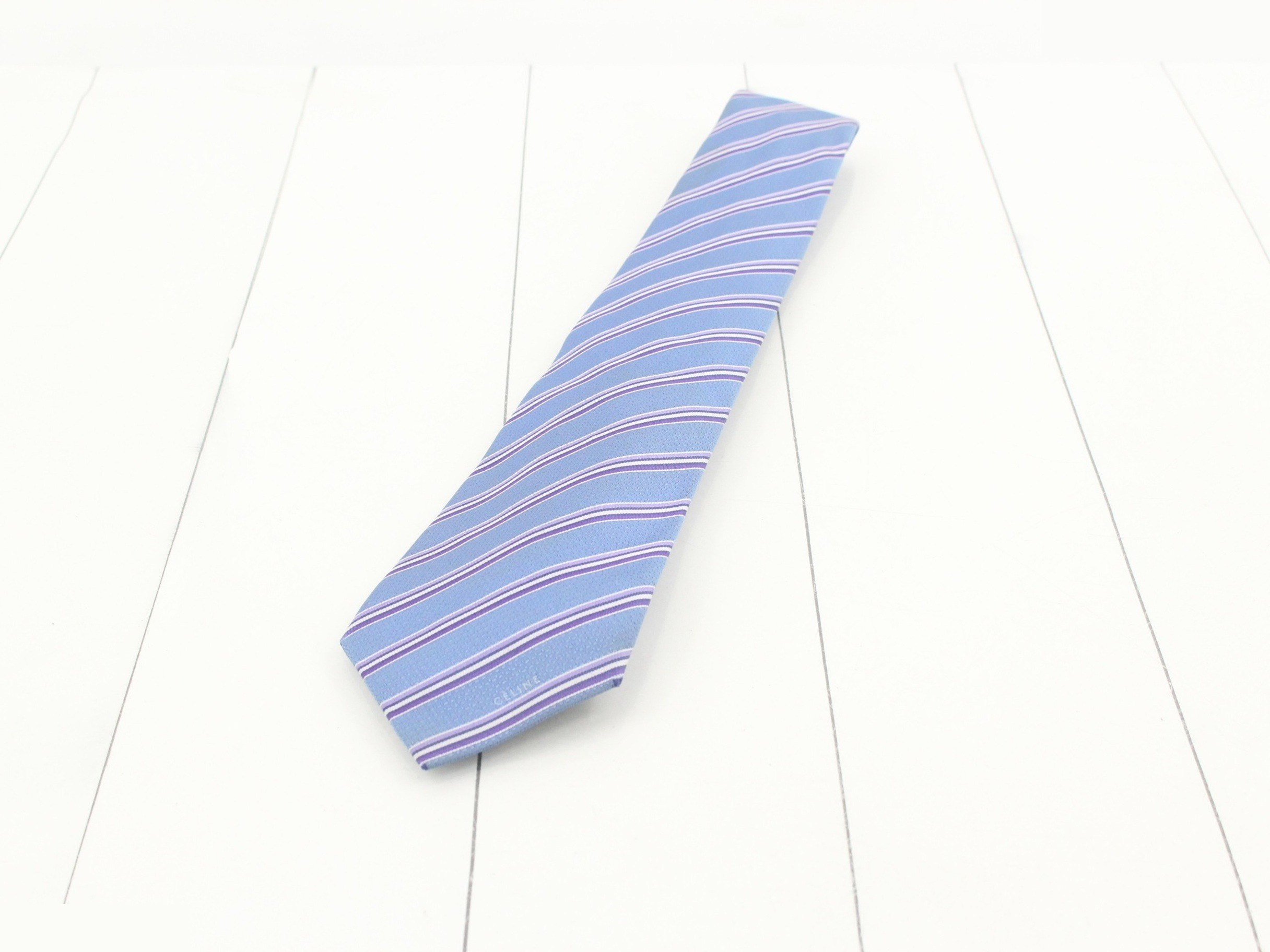 Silk necktie, blue and purple.
