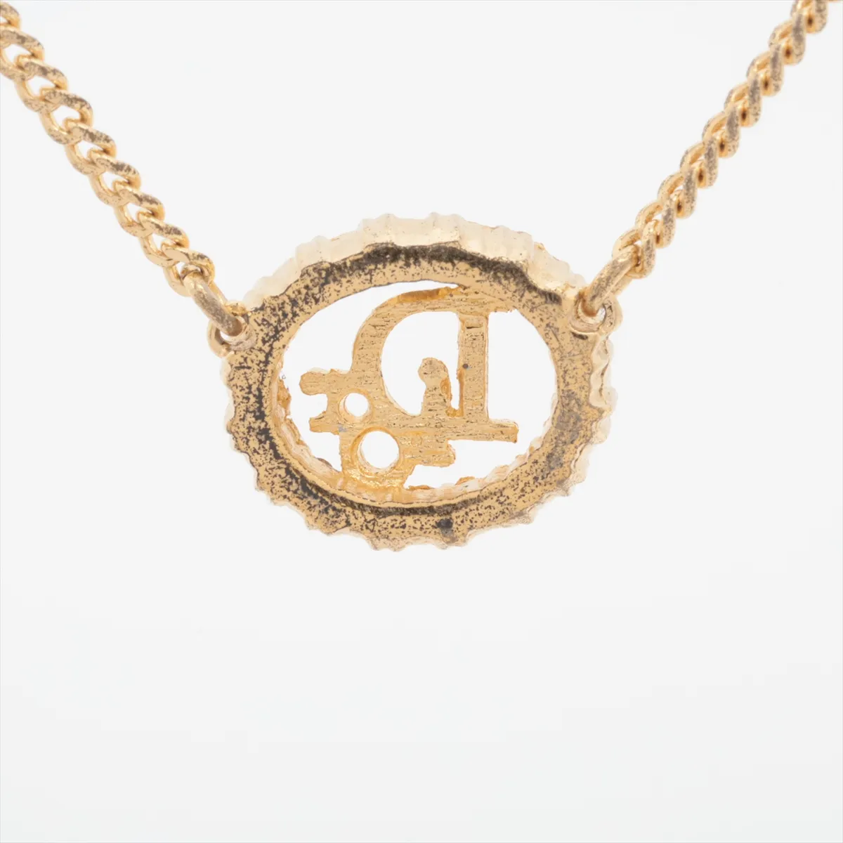 CD Logo Necklace GP x Rhinestone Gold — view 2