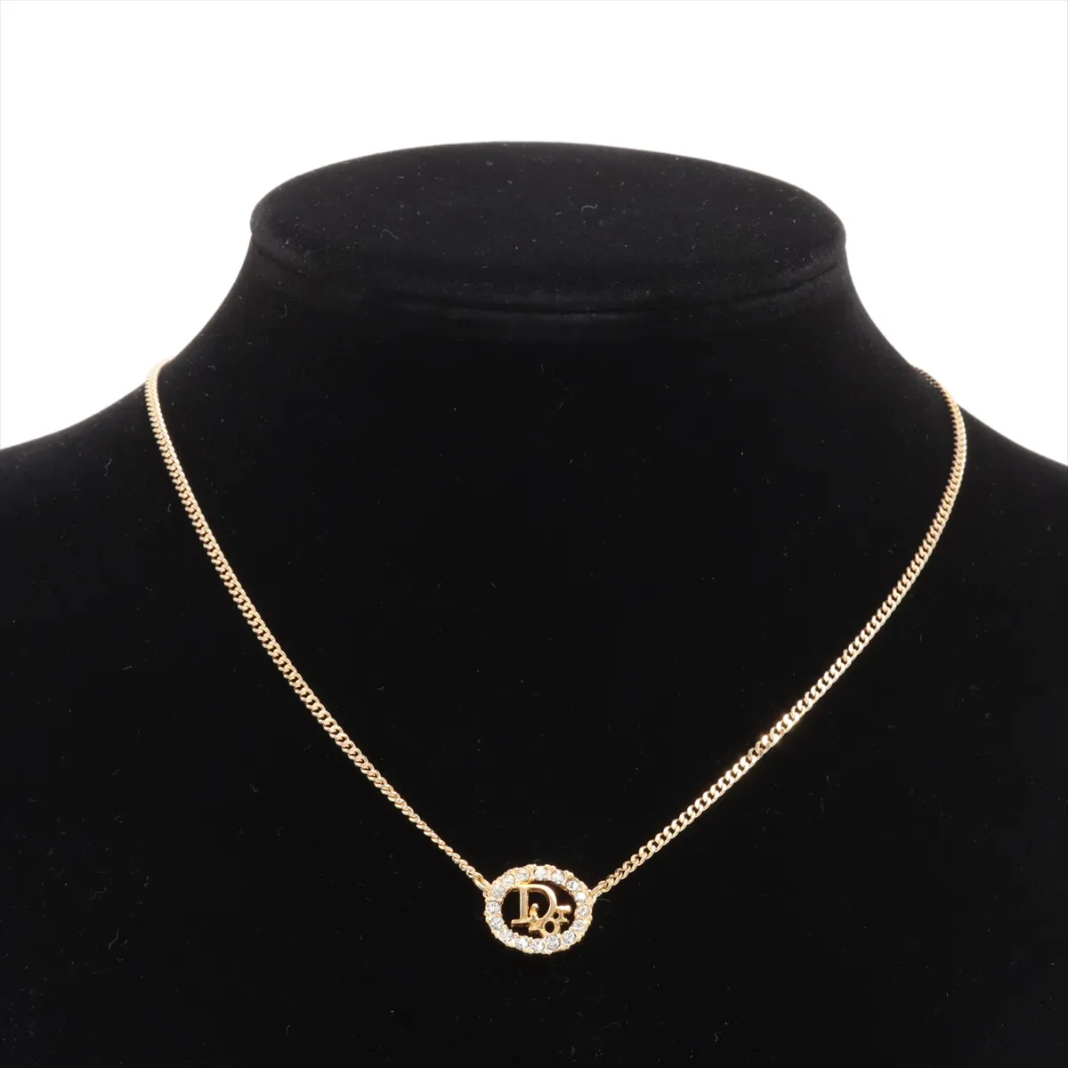 CD Logo Necklace GP x Rhinestone Gold — view 5