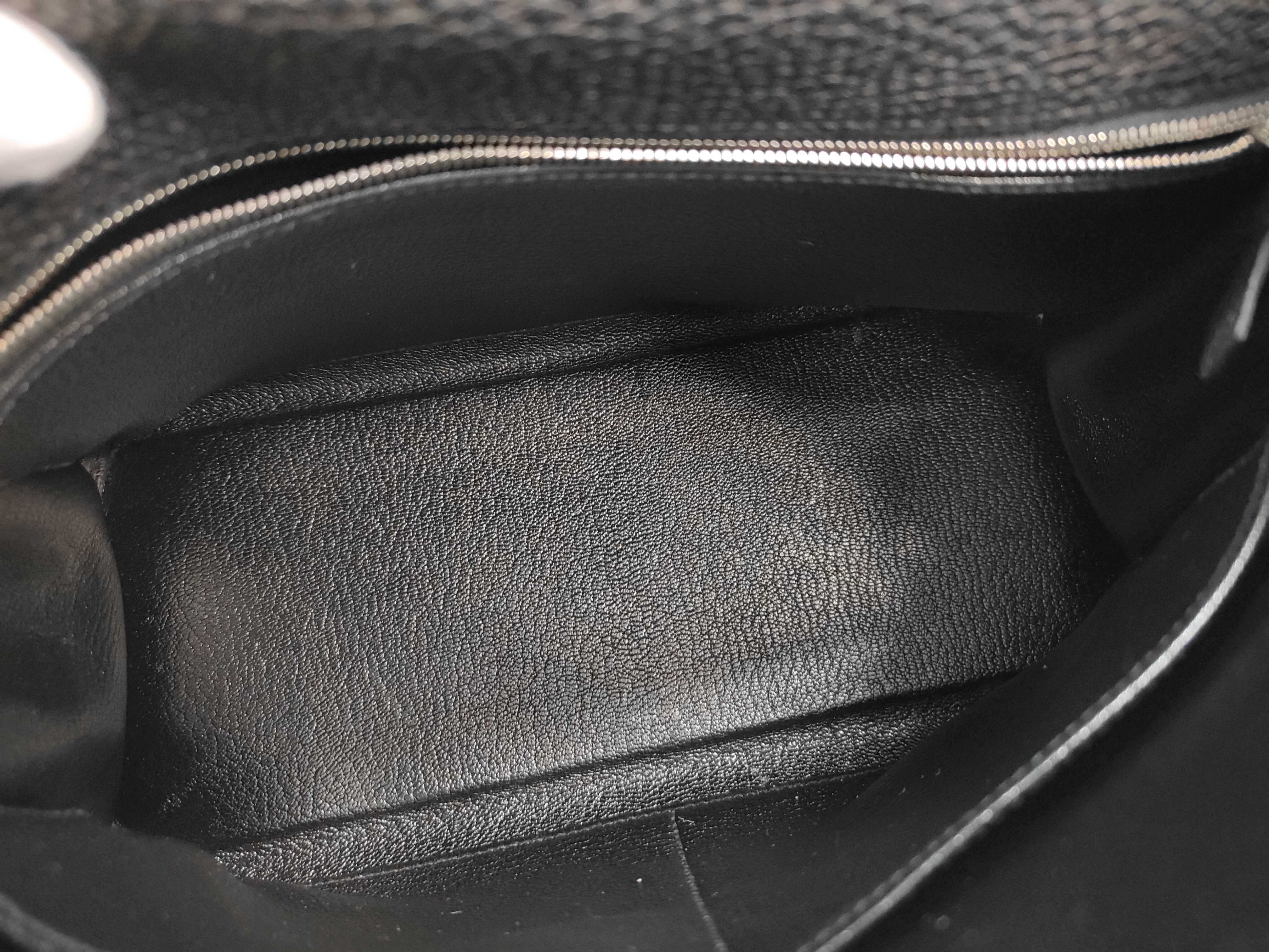 Kelly 25 K stamp Togo leather silver hardware handbag — view 11
