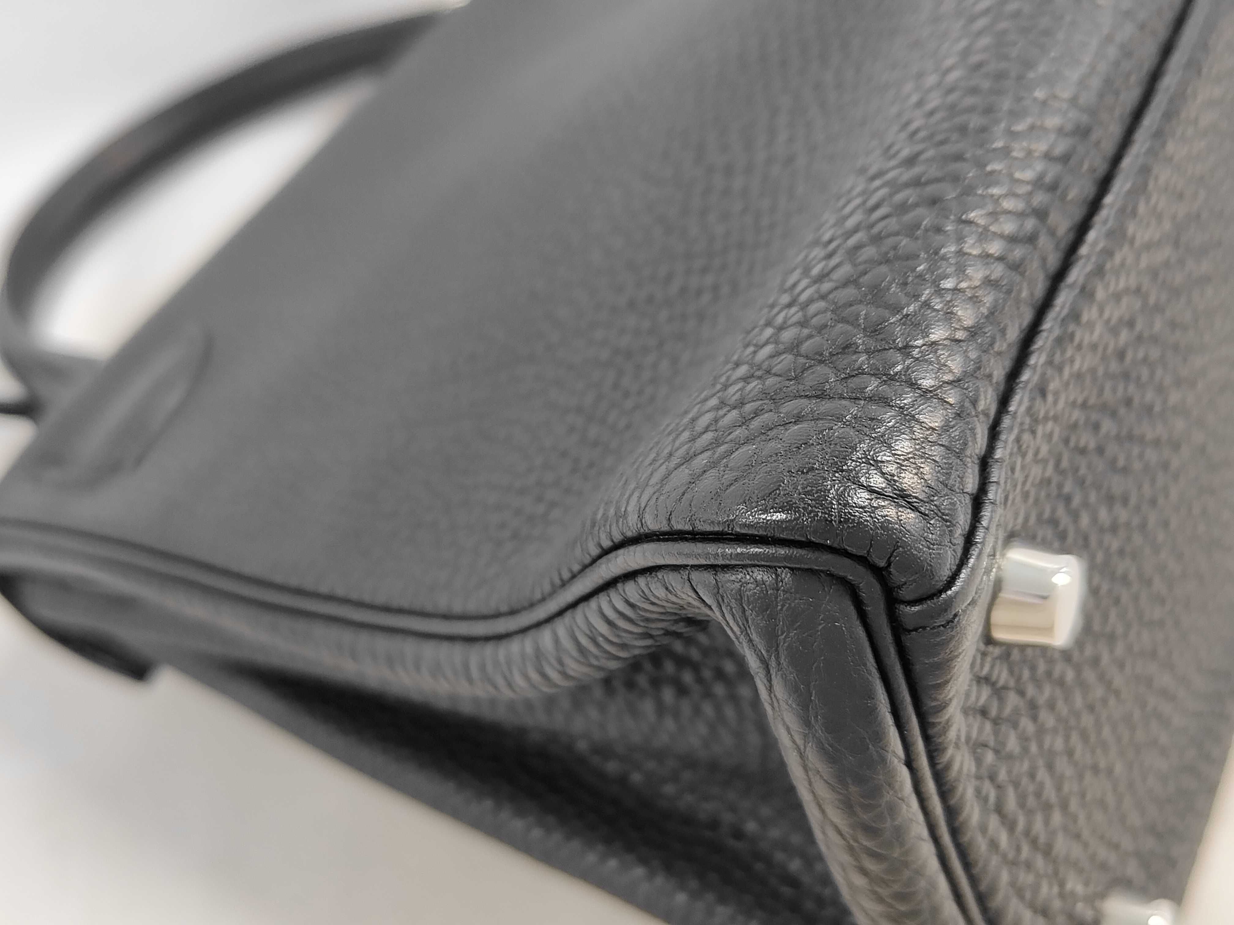 Kelly 25 K stamp Togo leather silver hardware handbag — view 4