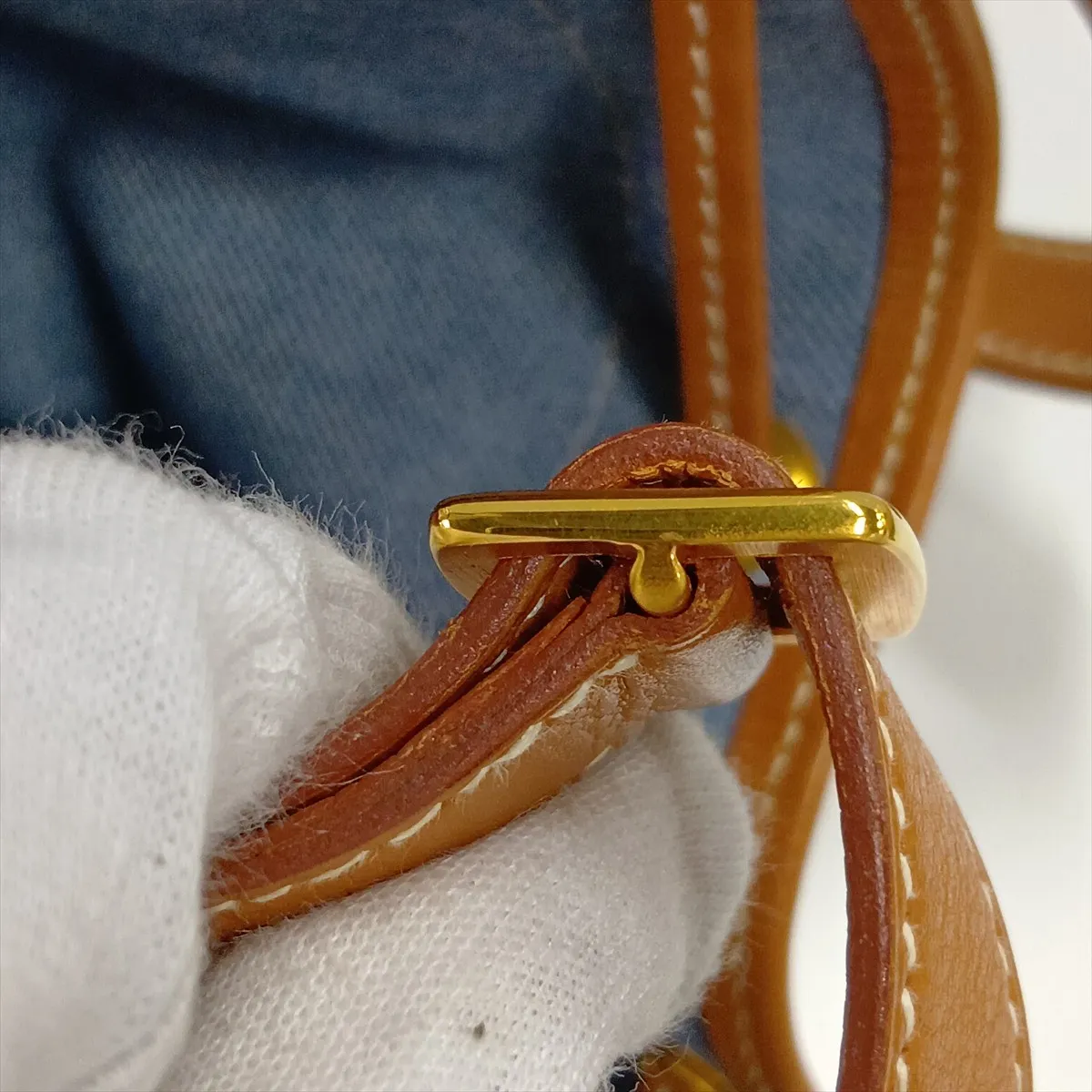 Market PM Toile Jean Leather Blue x Natural Gold Hardware Z: 1996 — view 12