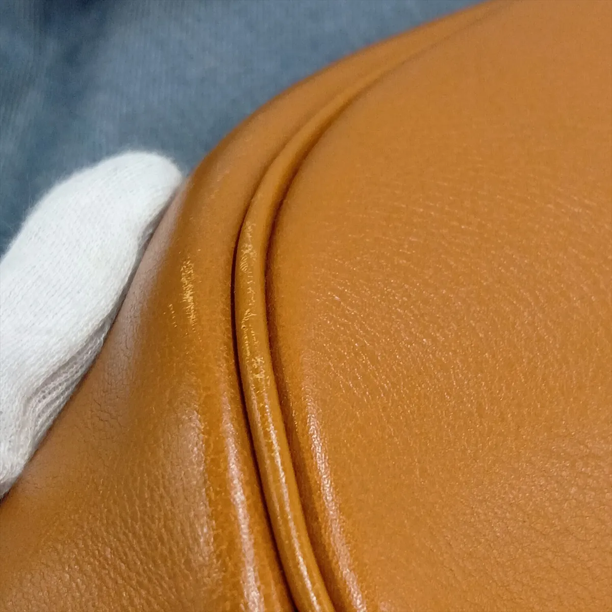 Market PM Toile Jean Leather Blue x Natural Gold Hardware Z: 1996 — view 14