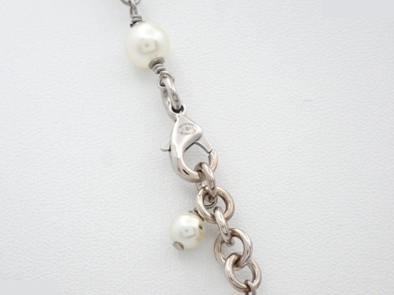 Necklace with Coco Mark, Pearl, and Rhinestones — view 2