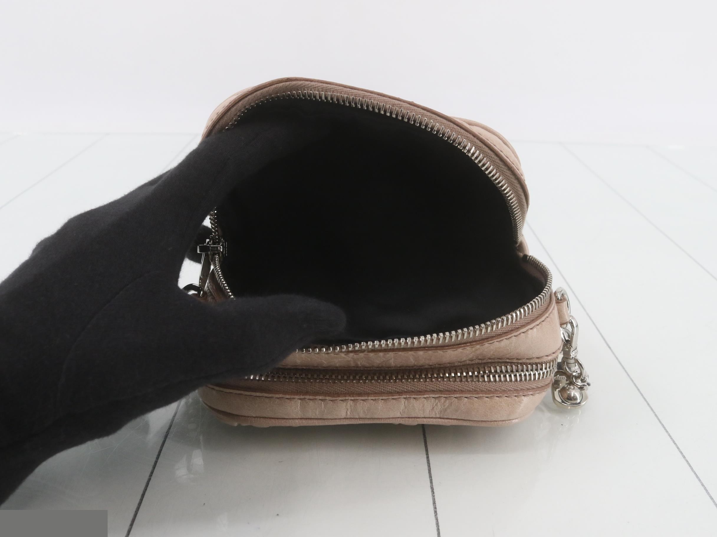 Matelassé Mini Chain Shoulder Bag, Calfskin, Pink Beige — view 4