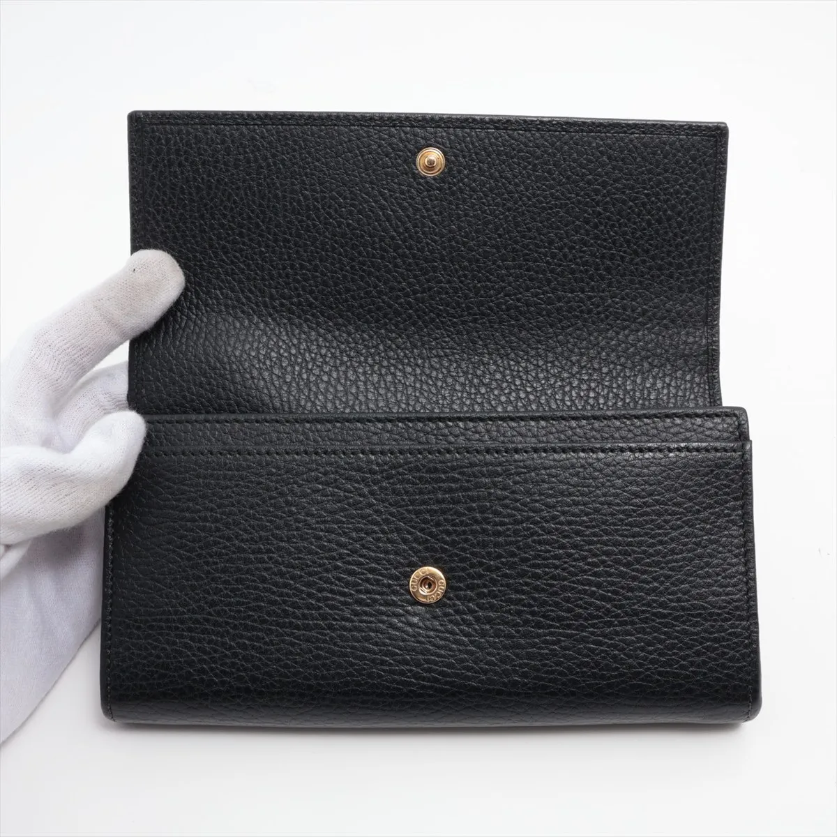GG Marmont 456116 PVC x Leather Long Wallet, Black — view 3