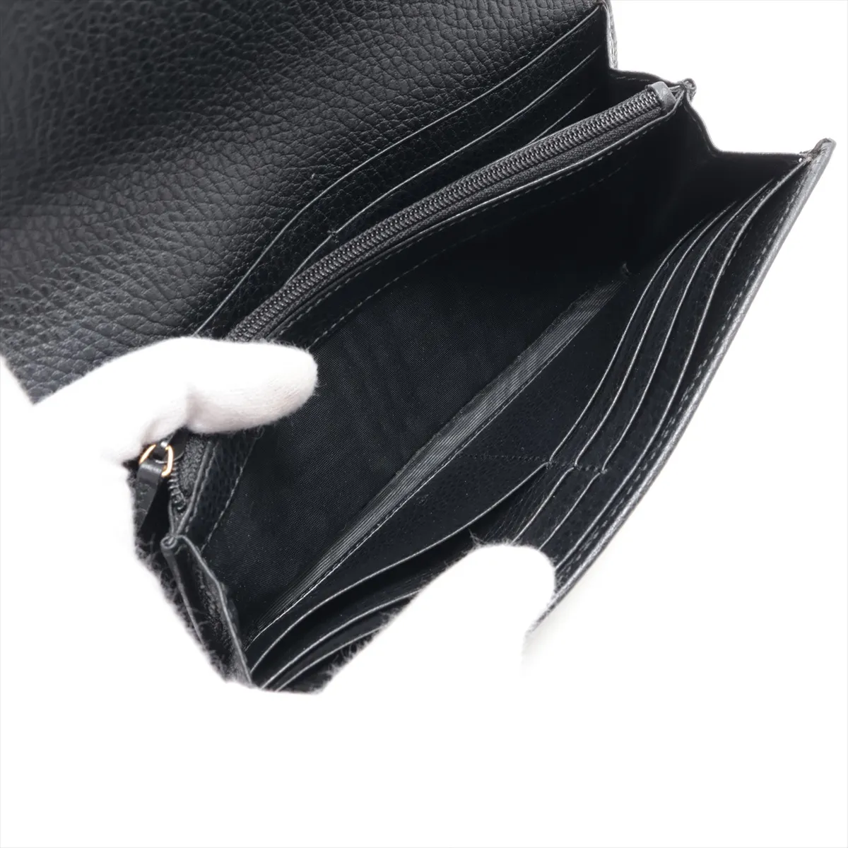GG Marmont 456116 PVC x Leather Long Wallet, Black — view 6