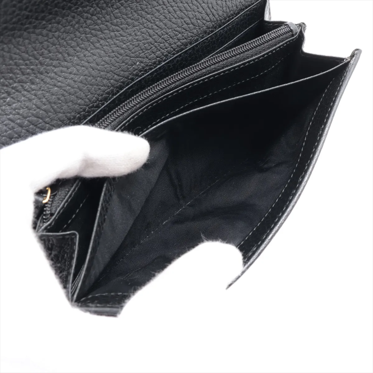 GG Marmont 456116 PVC x Leather Long Wallet, Black — view 7