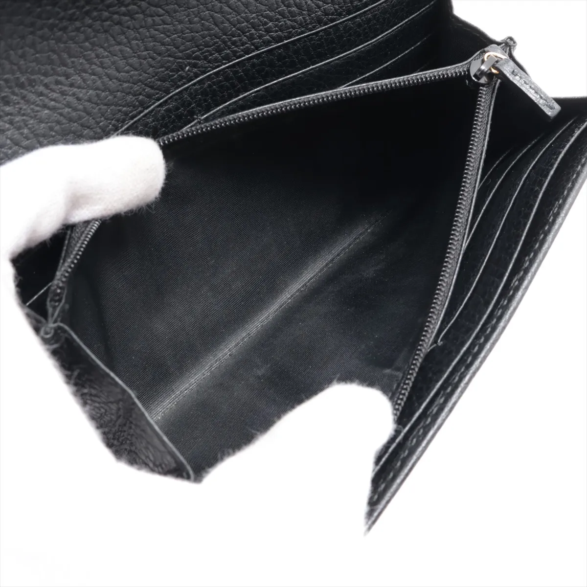 GG Marmont 456116 PVC x Leather Long Wallet, Black — view 8