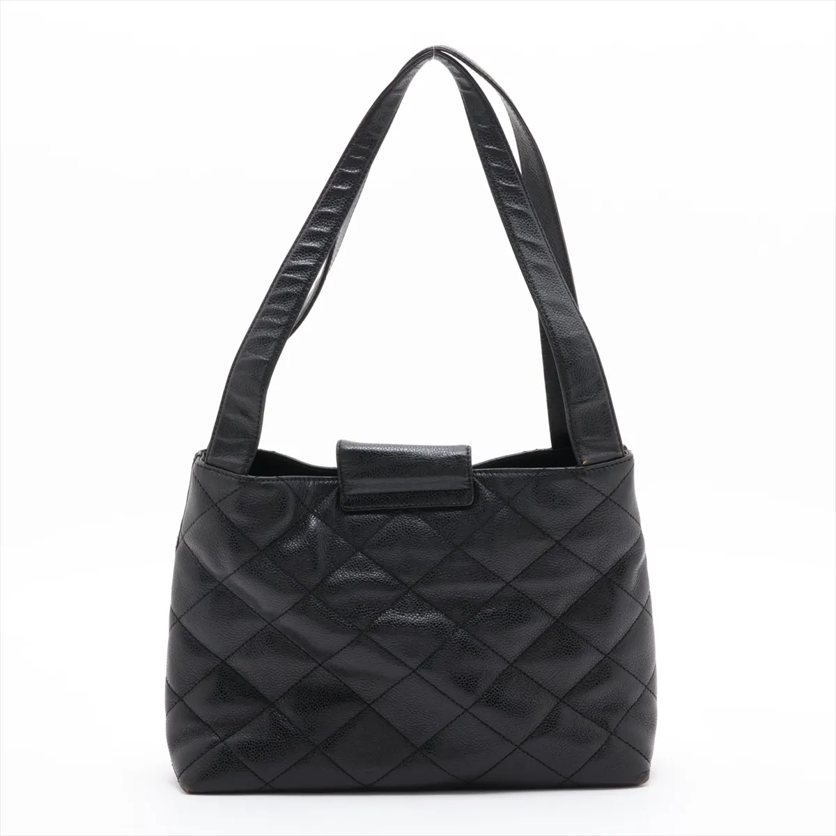 Matelassé Caviar Skin Shoulder Bag, Black with Gold Hardware, 6498254, Series 6 — view 2
