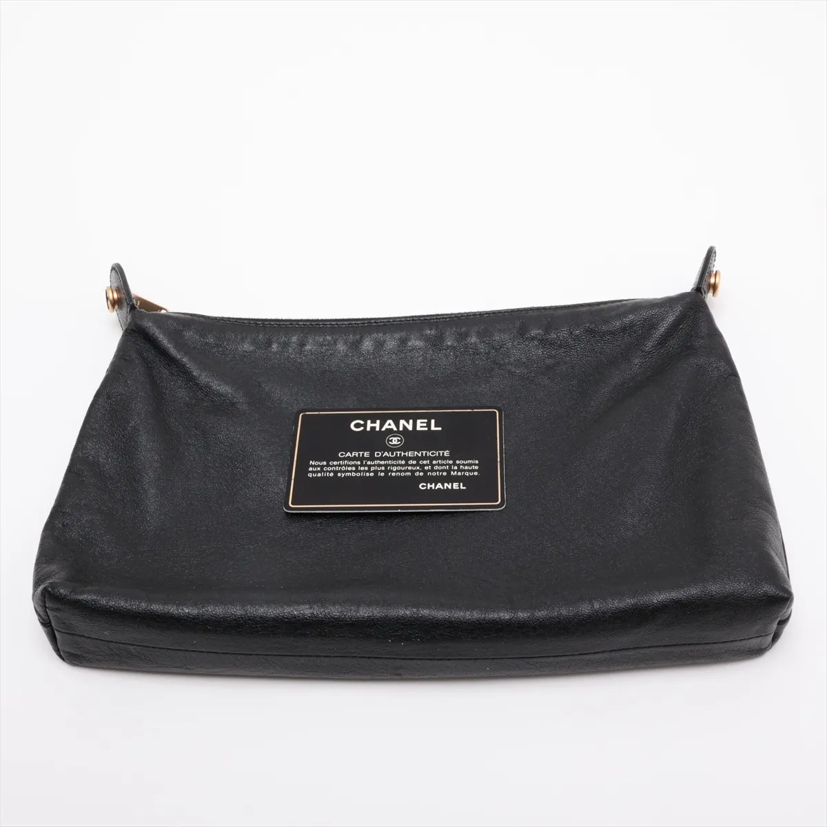 Matelassé Caviar Skin Shoulder Bag, Black with Gold Hardware, 6498254, Series 6 — view 12