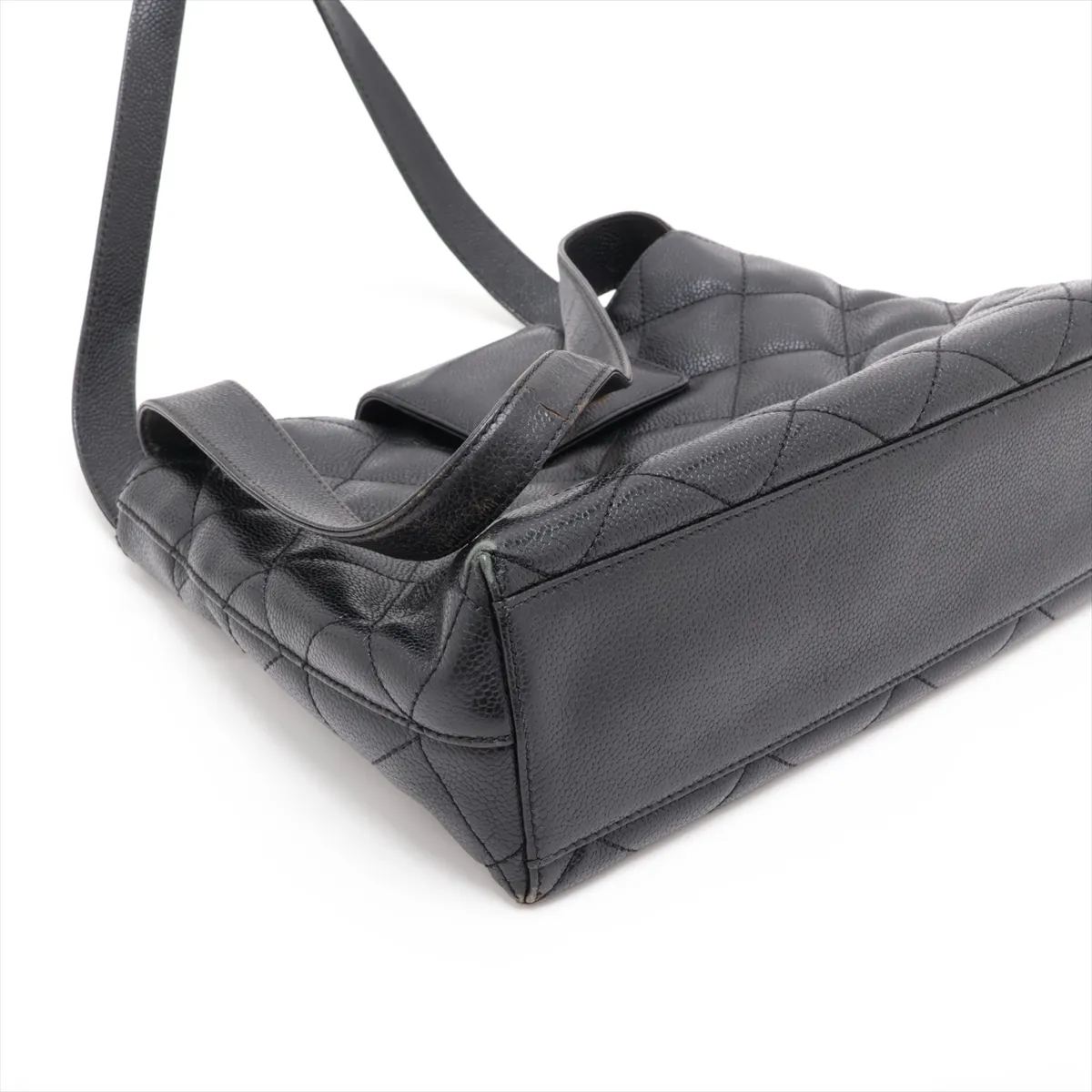 Matelassé Caviar Skin Shoulder Bag, Black with Gold Hardware, 6498254, Series 6 — view 4