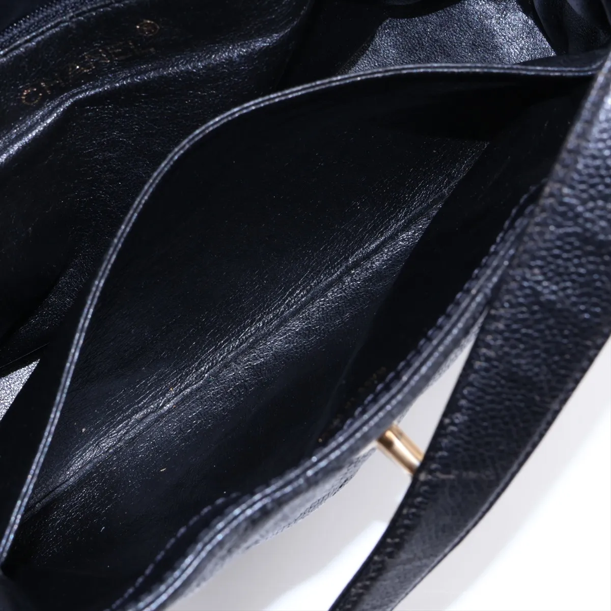 Matelassé Caviar Skin Shoulder Bag, Black with Gold Hardware, 6498254, Series 6 — view 9