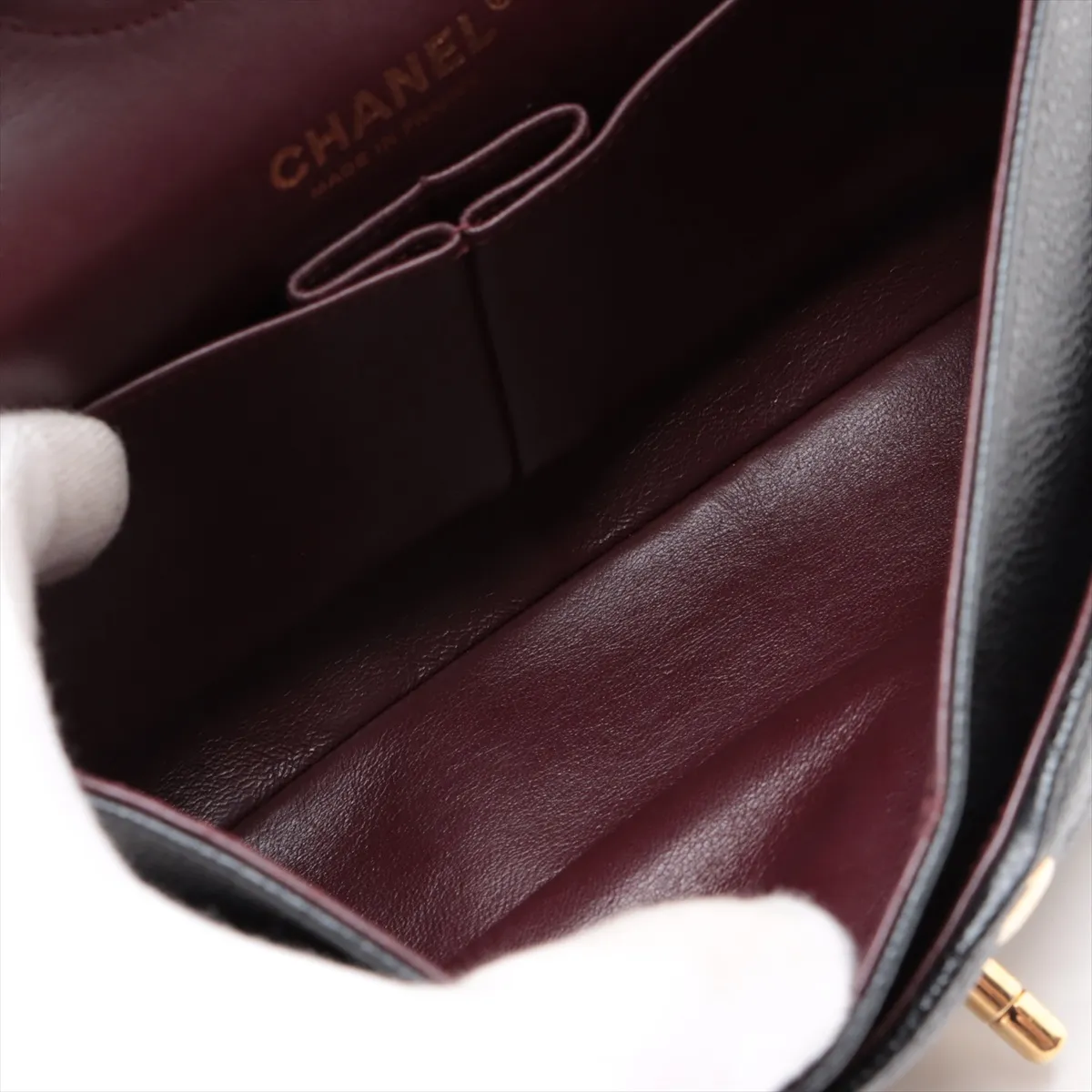 [Individually wrapped] Chanel Matelasse 25 caviar skin double flap double chain bag black gold hardware 23652659 23rd series A01112 — view 8