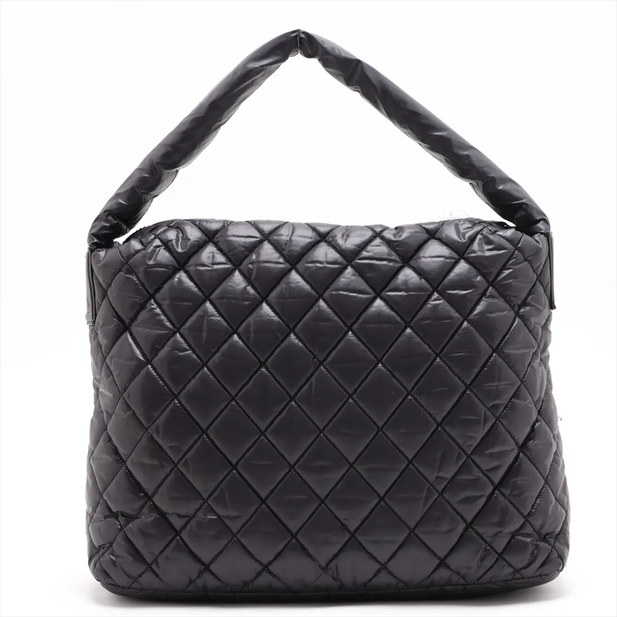 Coco Cocoon Nylon x Leather Shoulder Bag, Black with Silver Hardware, 13544591, Series 13 — view 2