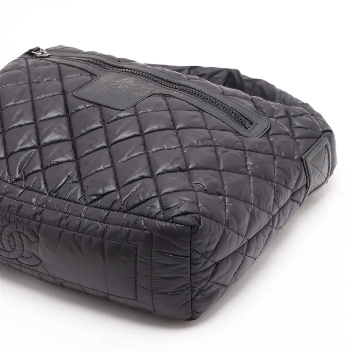 Coco Cocoon Nylon x Leather Shoulder Bag, Black with Silver Hardware, 13544591, Series 13 — view 3