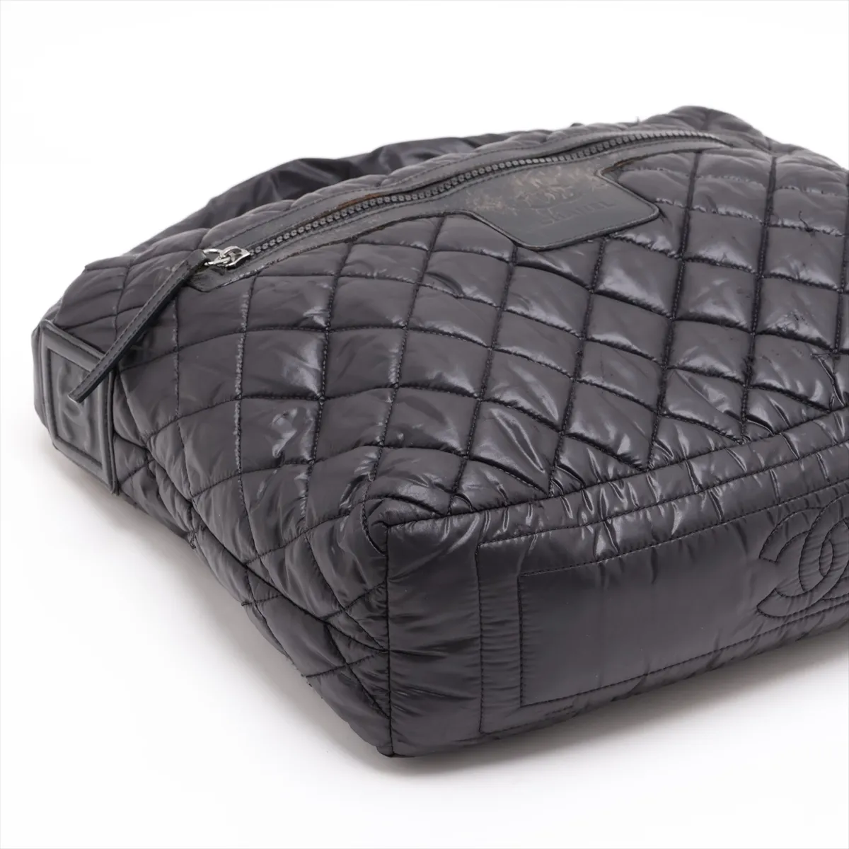 Coco Cocoon Nylon x Leather Shoulder Bag, Black with Silver Hardware, 13544591, Series 13 — view 4