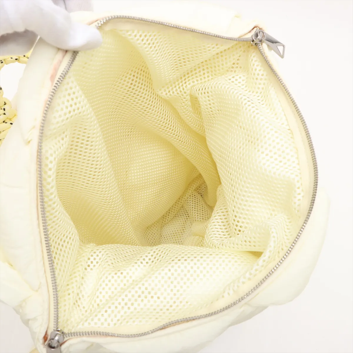Maxi Intrecciato Nylon Backpack/Rucksack, Yellow Beige — view 7