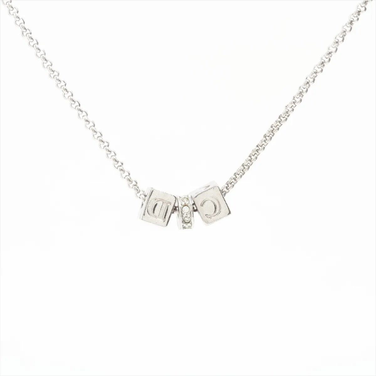 CD Logo Necklace GP x Rhinestone Silver — view 2