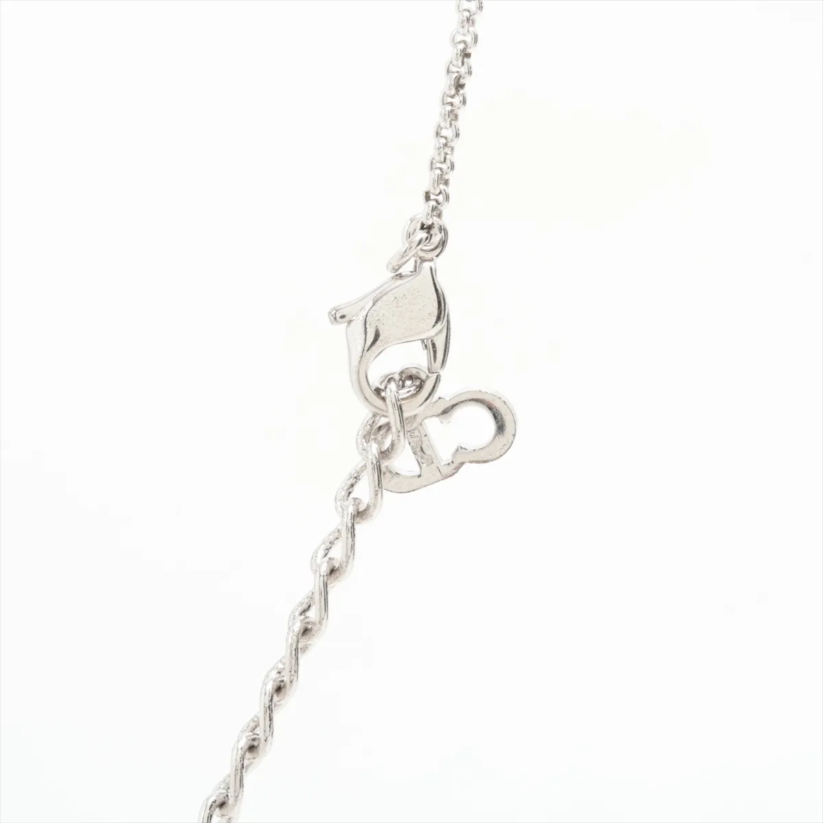 CD Logo Necklace GP x Rhinestone Silver — view 3