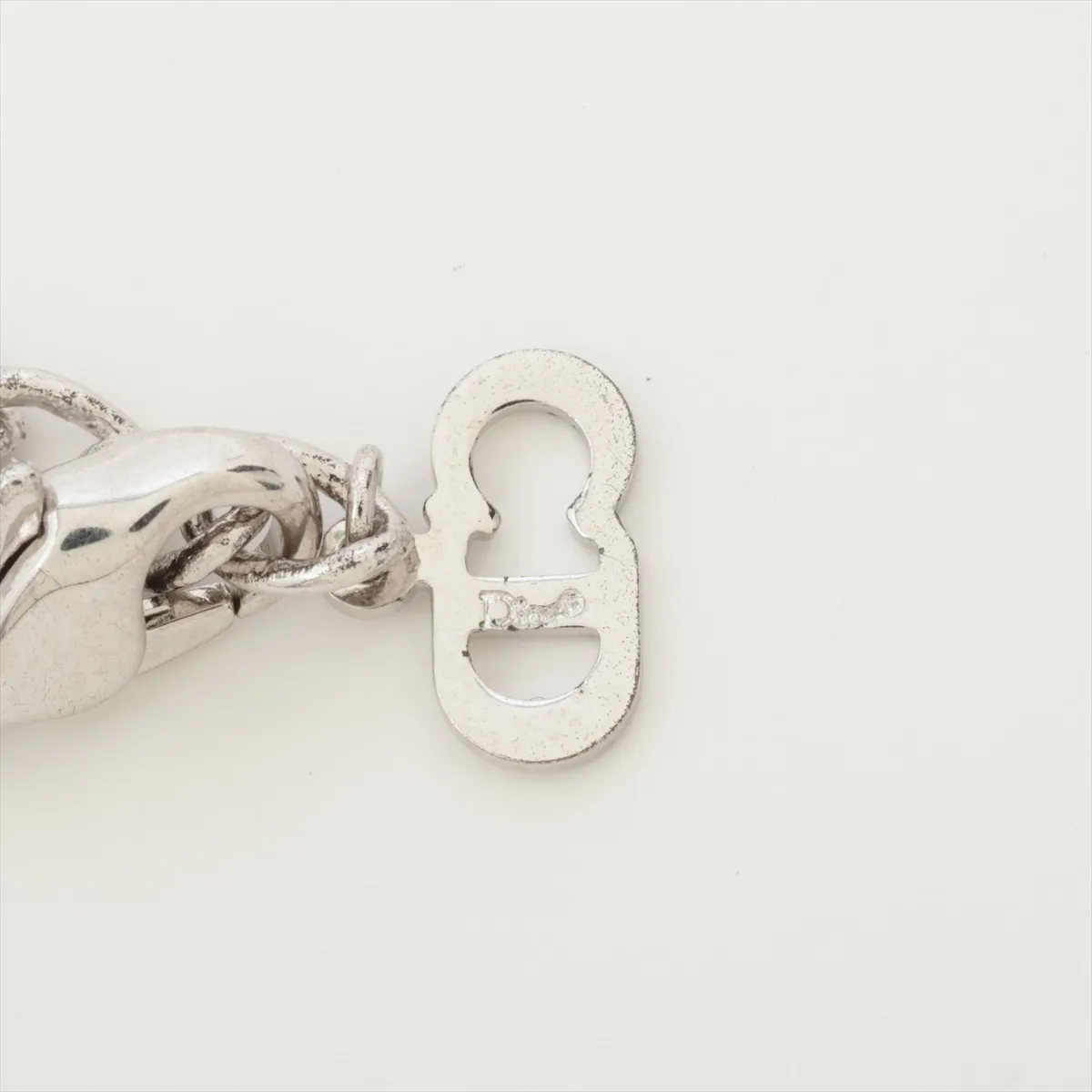 CD Logo Necklace GP x Rhinestone Silver — view 4
