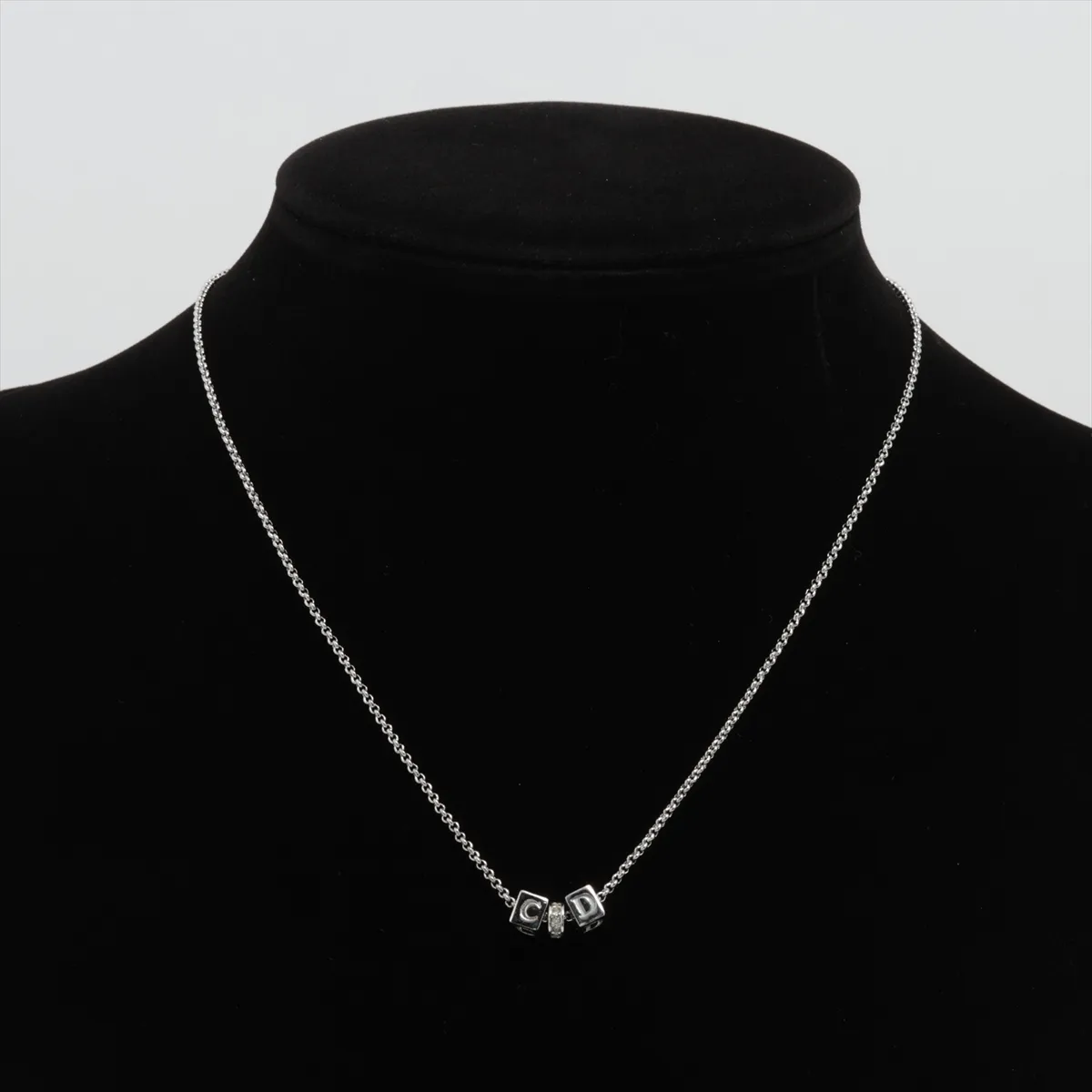 CD Logo Necklace GP x Rhinestone Silver — view 5