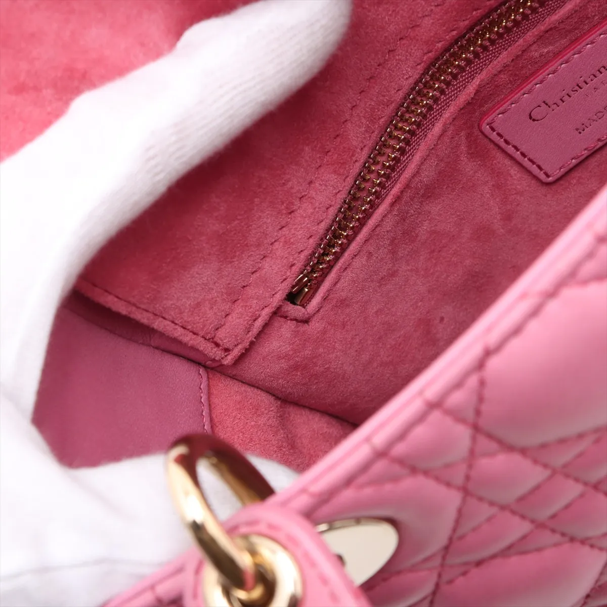 Cannage My Lady Dior Leather 2WAY Handbag Pink with Charm — view 14