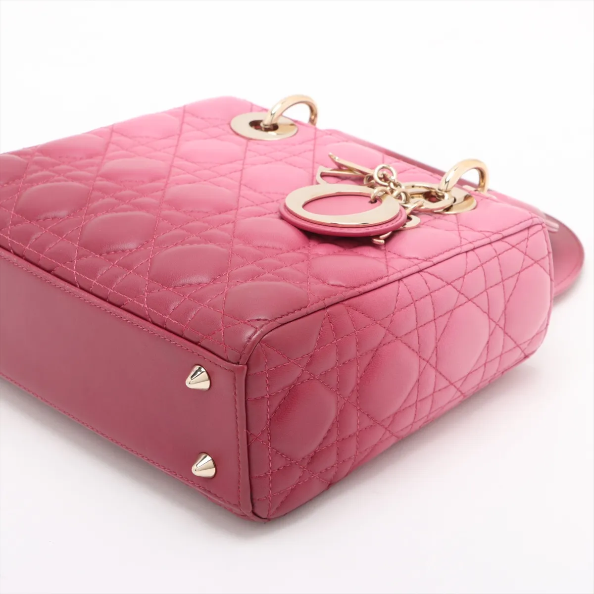 Cannage My Lady Dior Leather 2WAY Handbag Pink with Charm — view 3