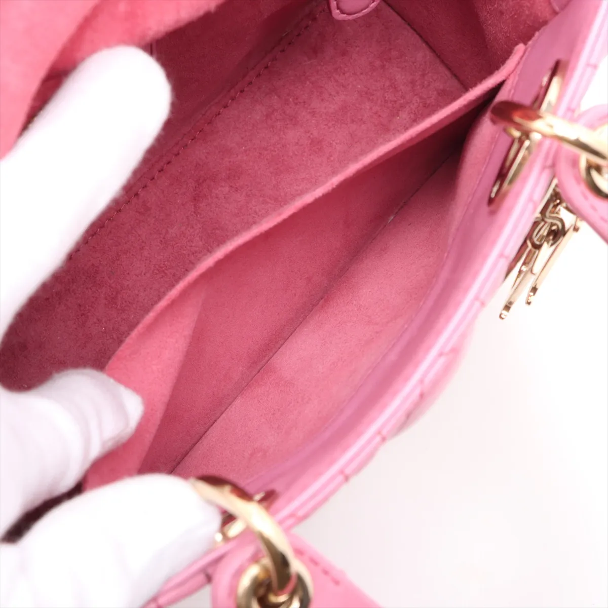 Cannage My Lady Dior Leather 2WAY Handbag Pink with Charm — view 10