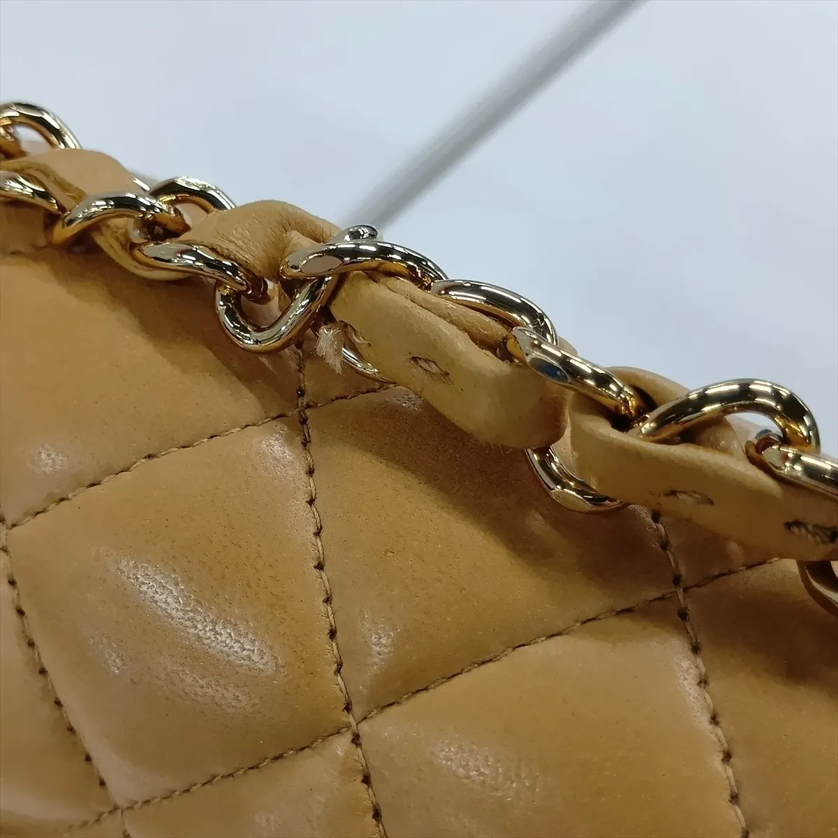 Matelassé 23 Small Lambskin Double Flap Double Chain Bag, Beige, Gold Hardware, 8836911, Series 8, A01113 — view 13